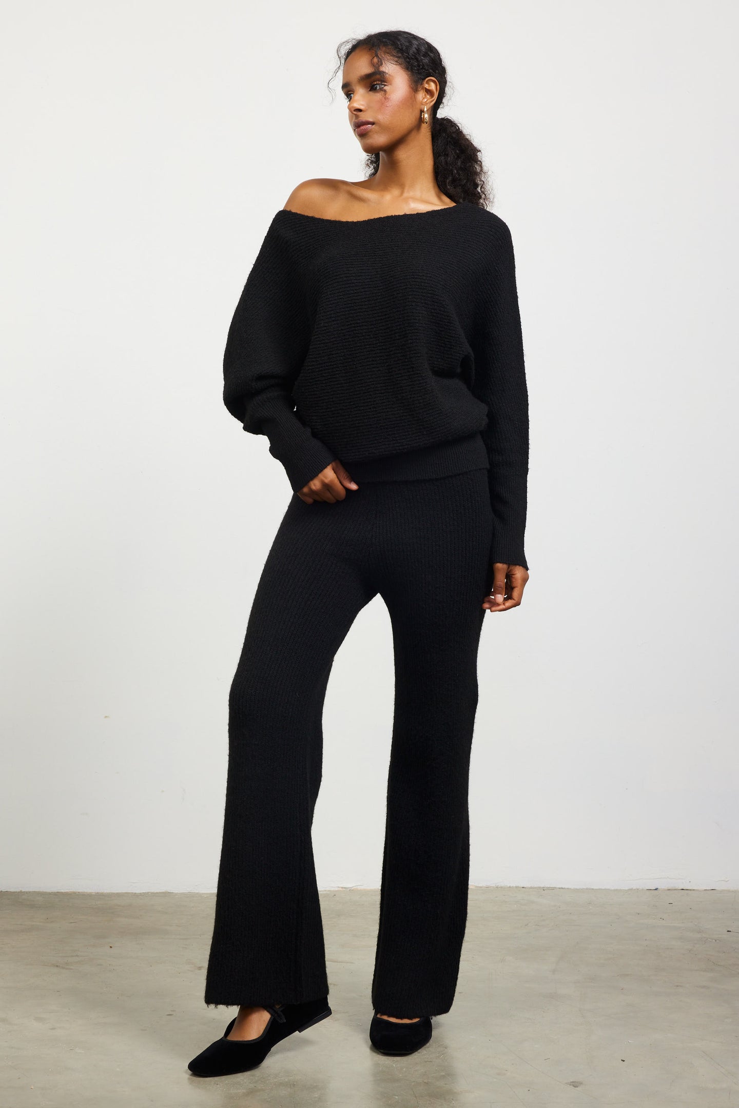 Ribbed Knit Wide Leg Pants