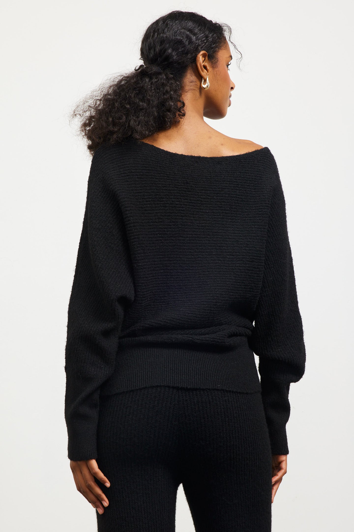 Boatneck Ribbed Knit Sweater