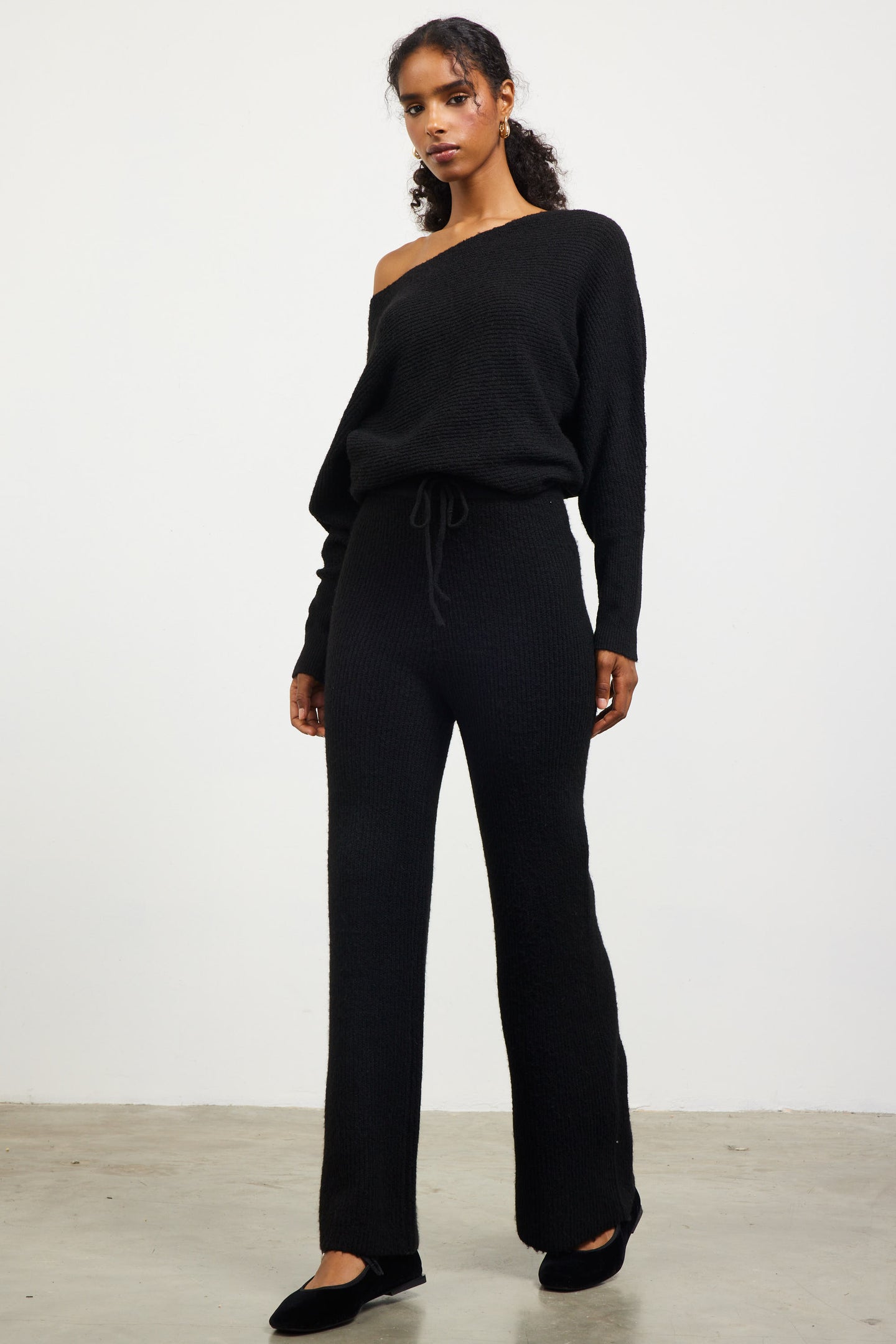 Ribbed Knit Wide Leg Pants