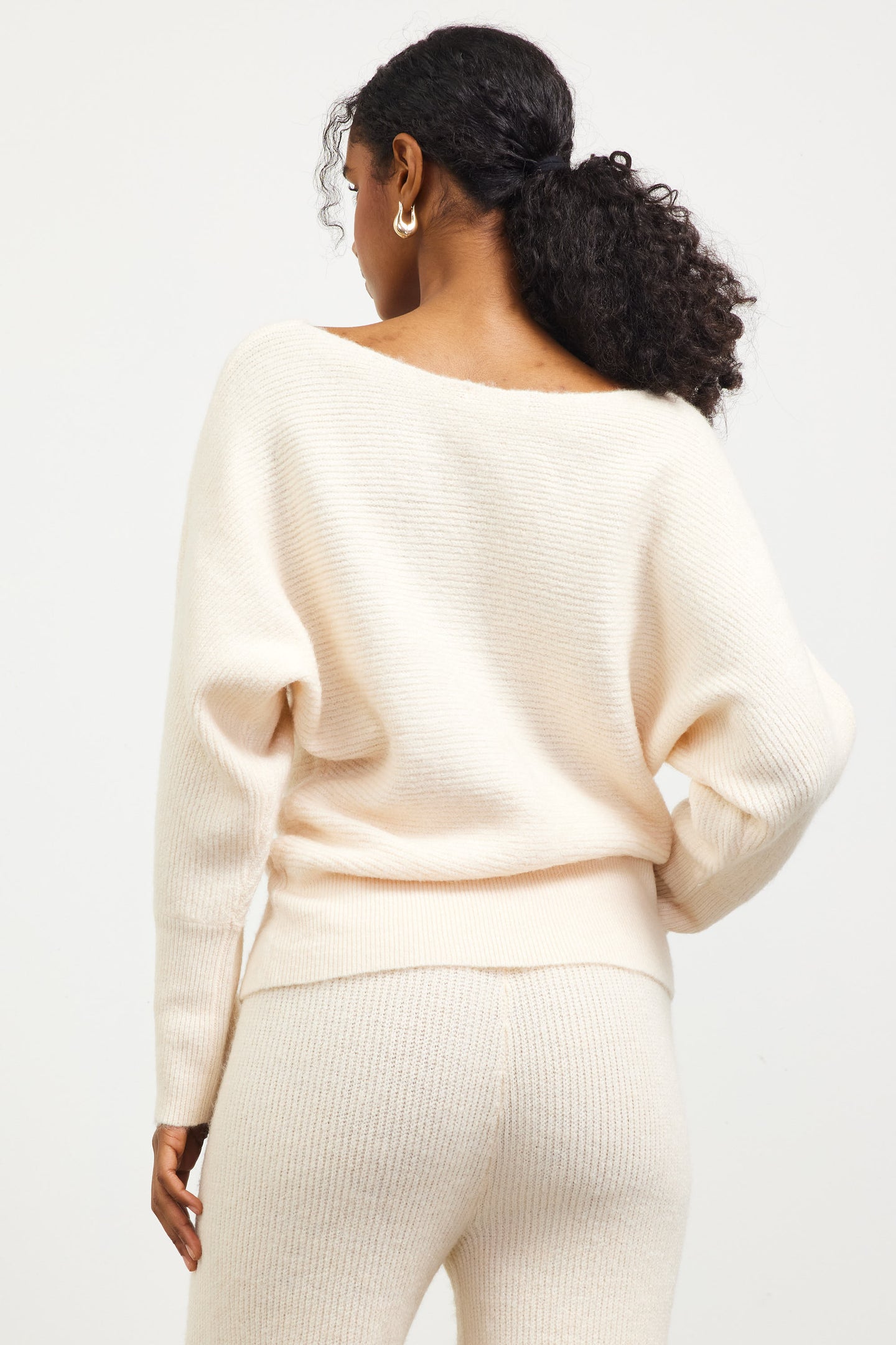 Boatneck Ribbed Knit Sweater