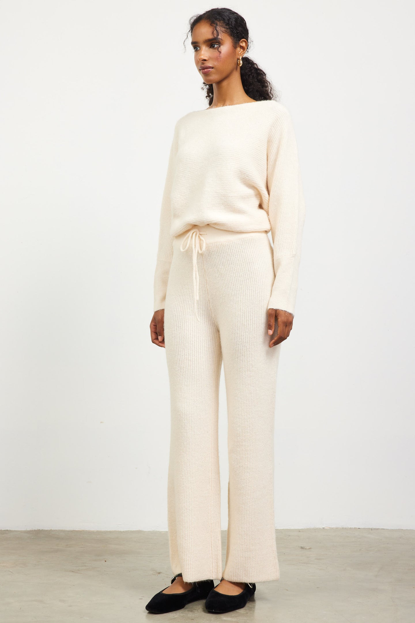 Ribbed Knit Wide Leg Pants