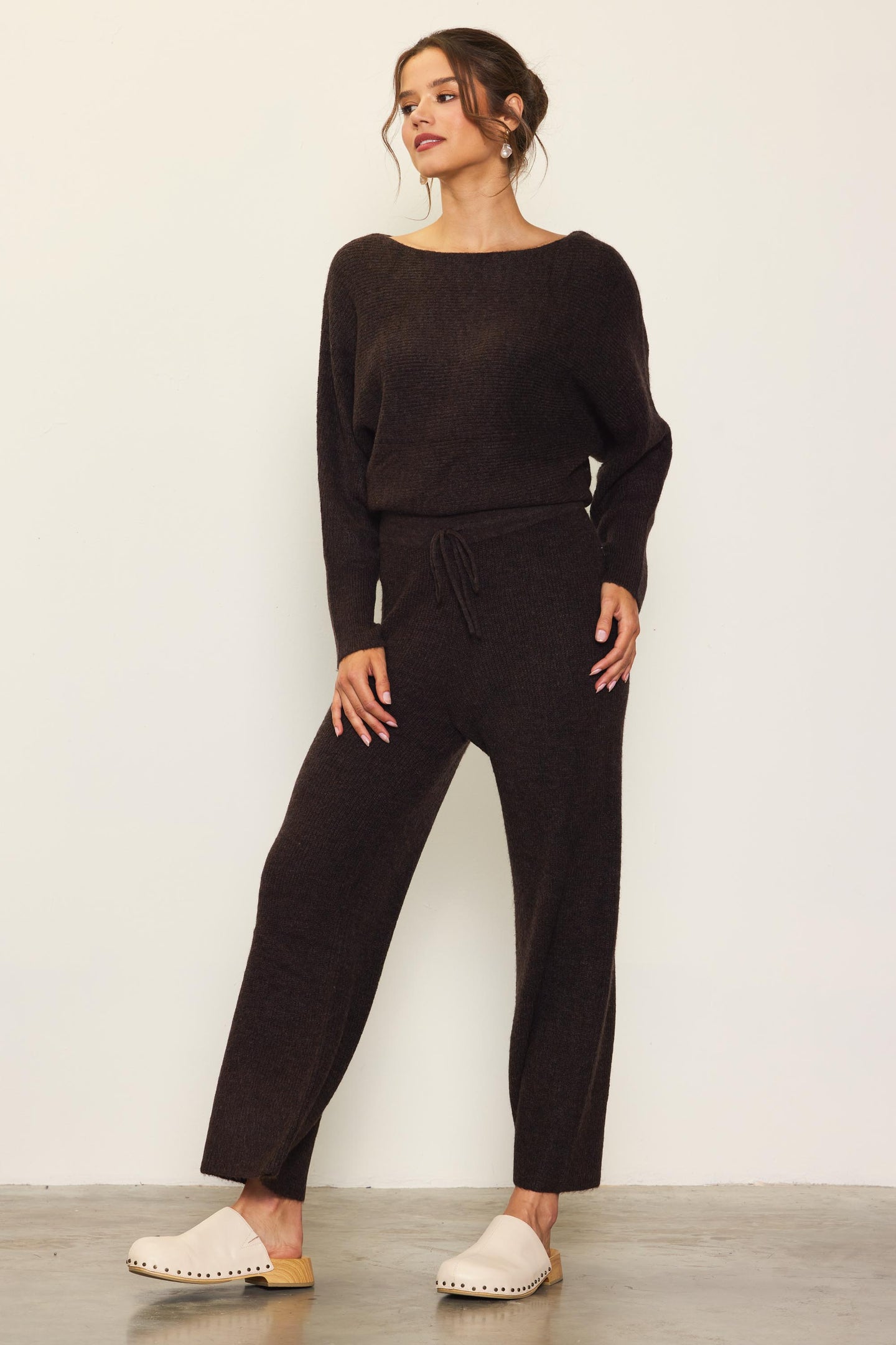 Ribbed Knit Wide Leg Pants