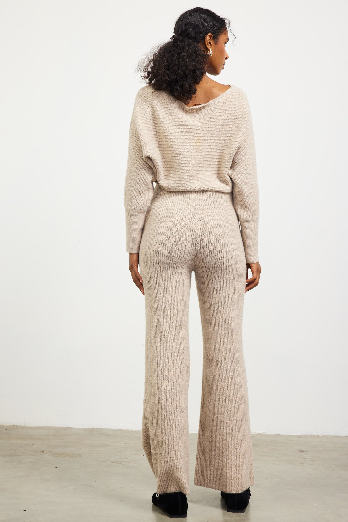 Ribbed Knit Wide Leg Pants