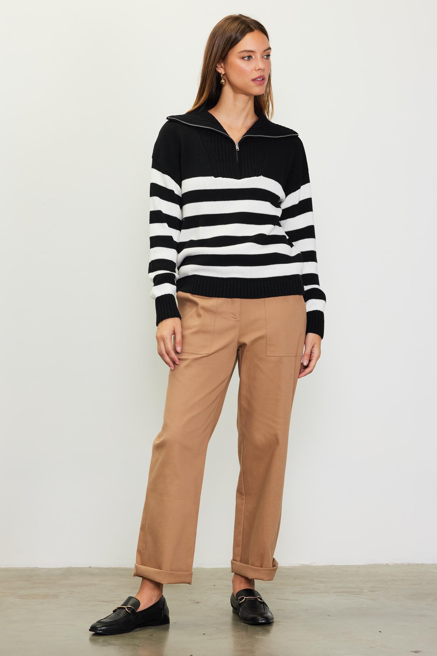 Half-Zip Striped Sweater