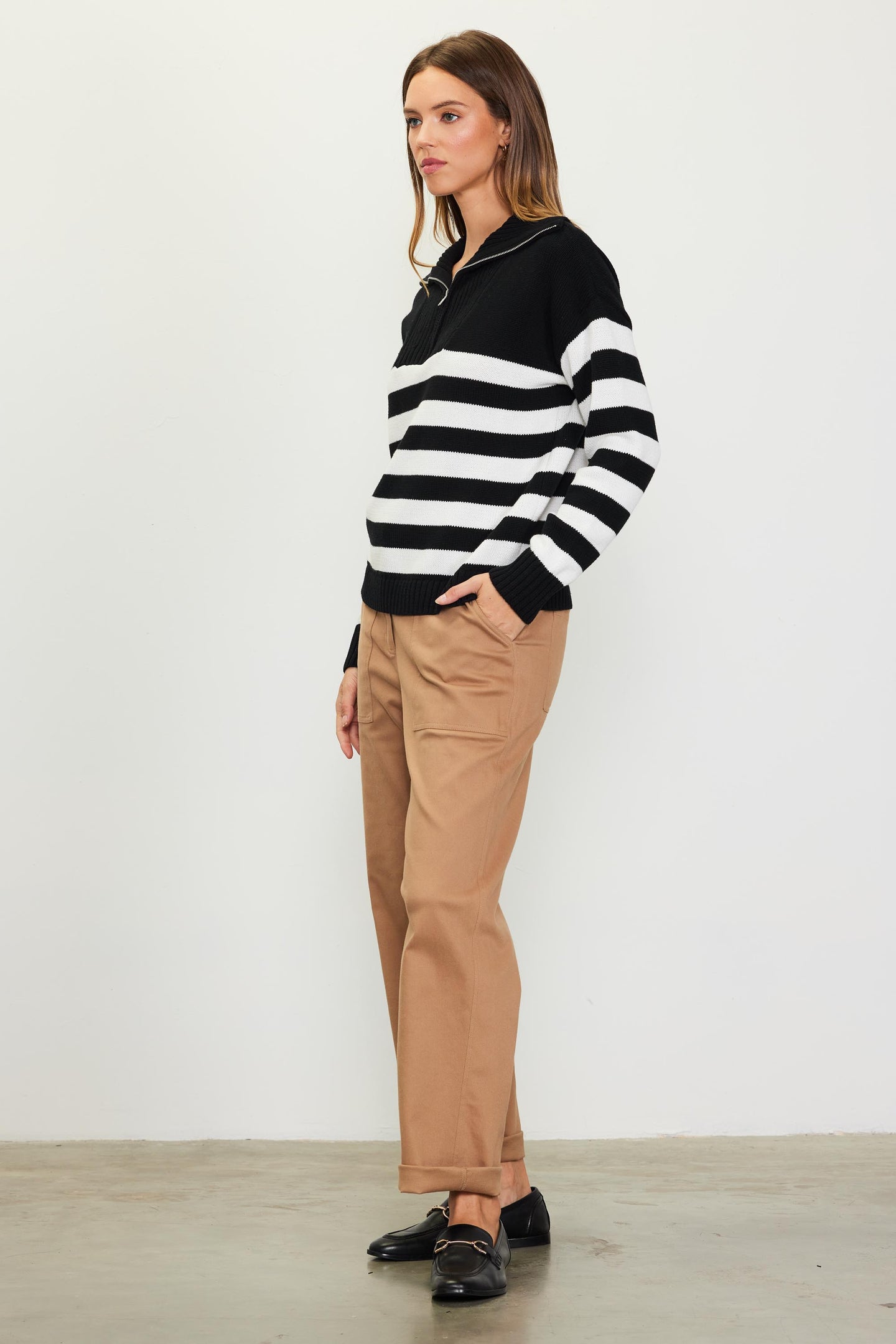 Half-Zip Striped Sweater