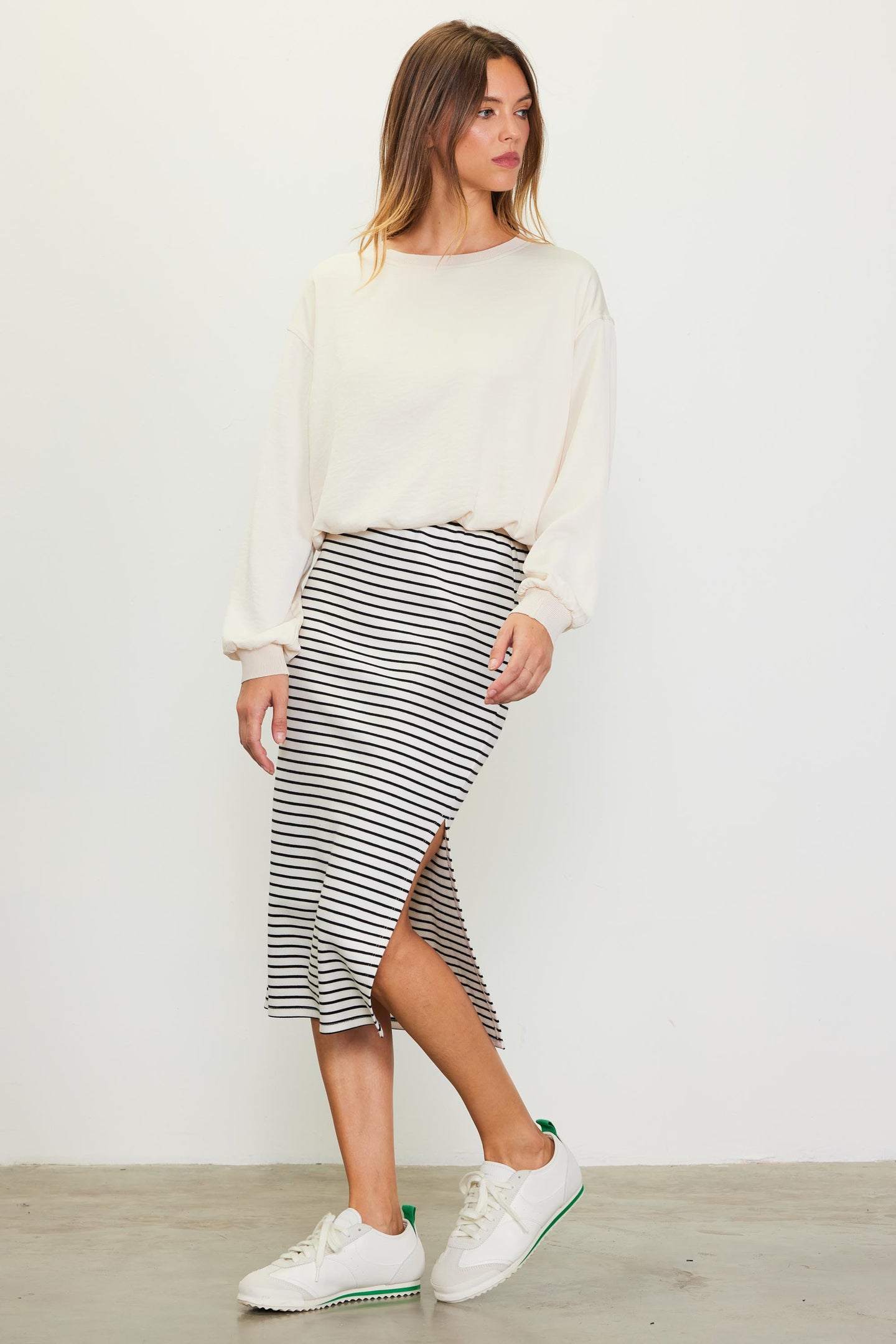 Striped Midi Skirt