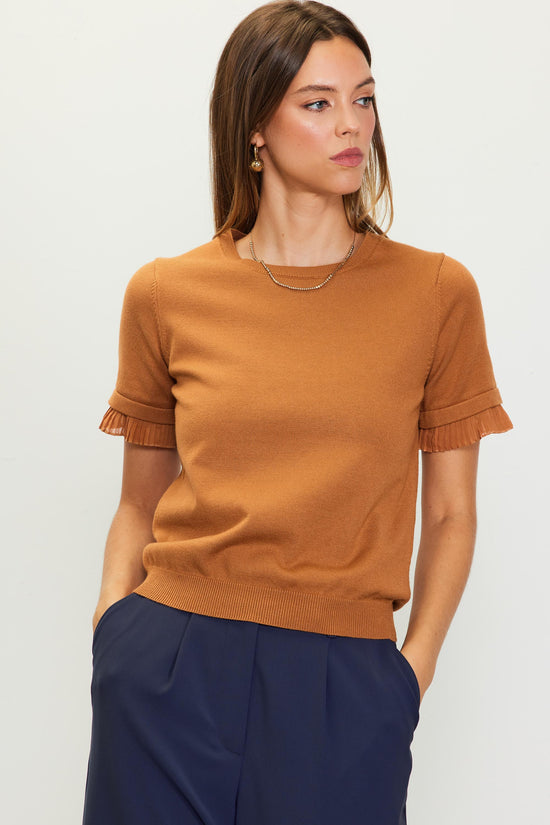 Short Sleeve Ruffle Detail Sweater