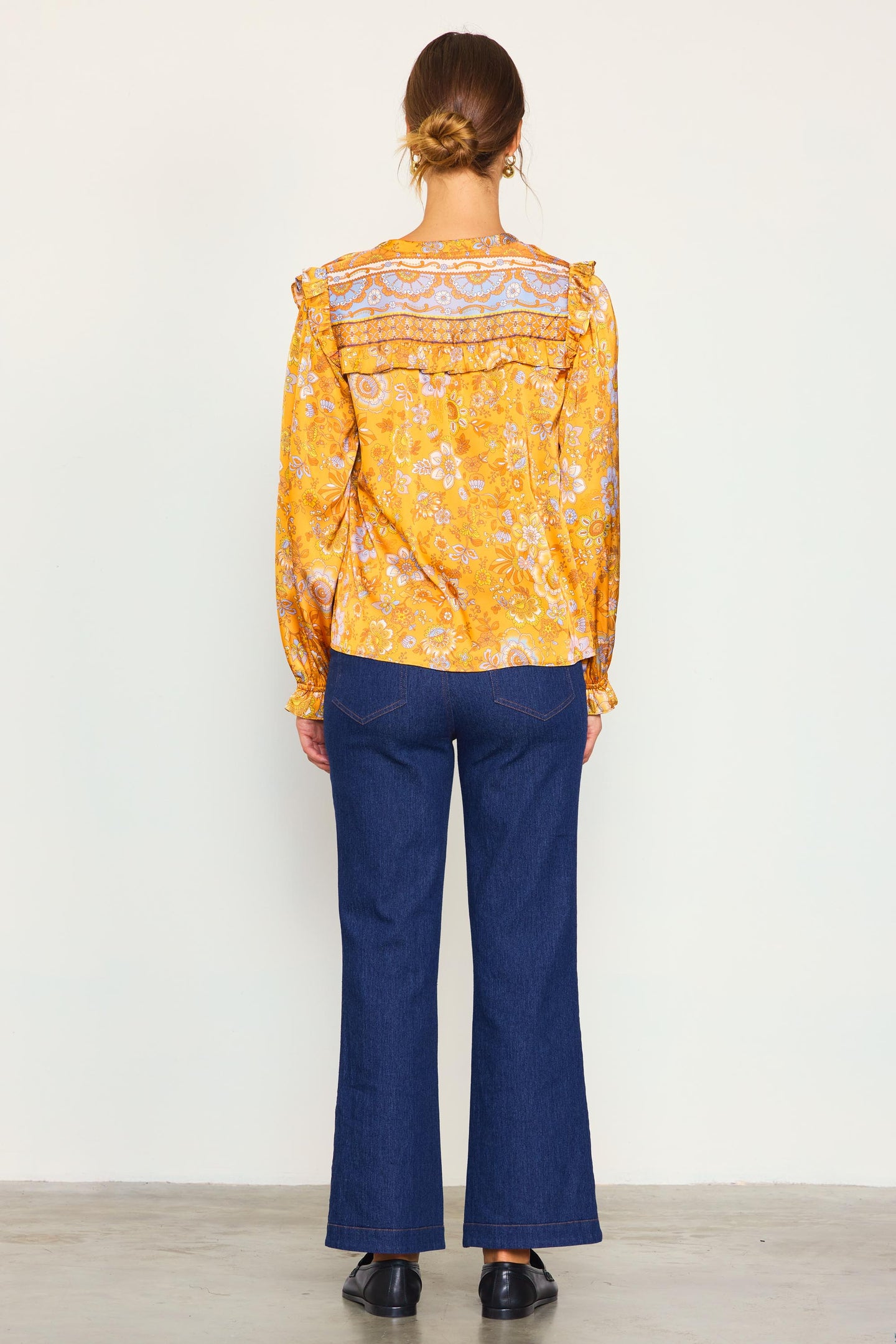 Retro Floral Motif Blouse