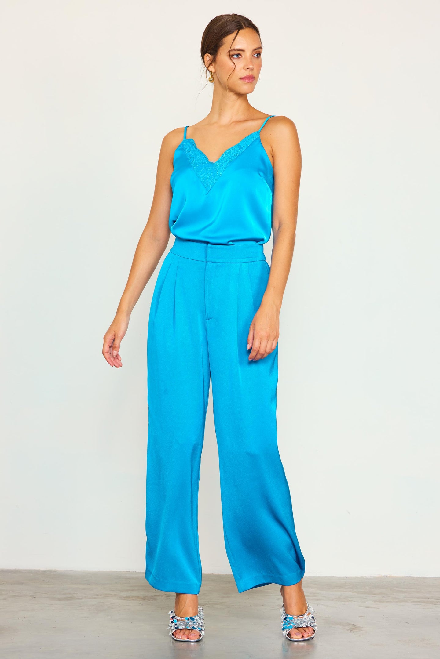 Pleat Wide Leg Trousers