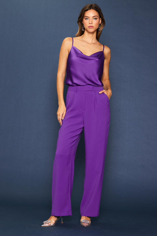 Pintuck Wide Leg Trousers