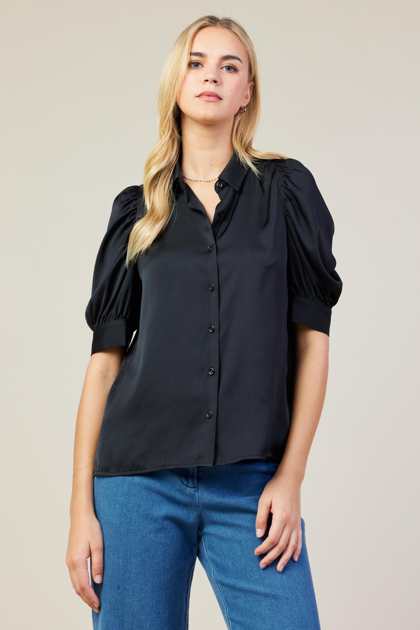 Recycled Shirred Sleeve Blouse