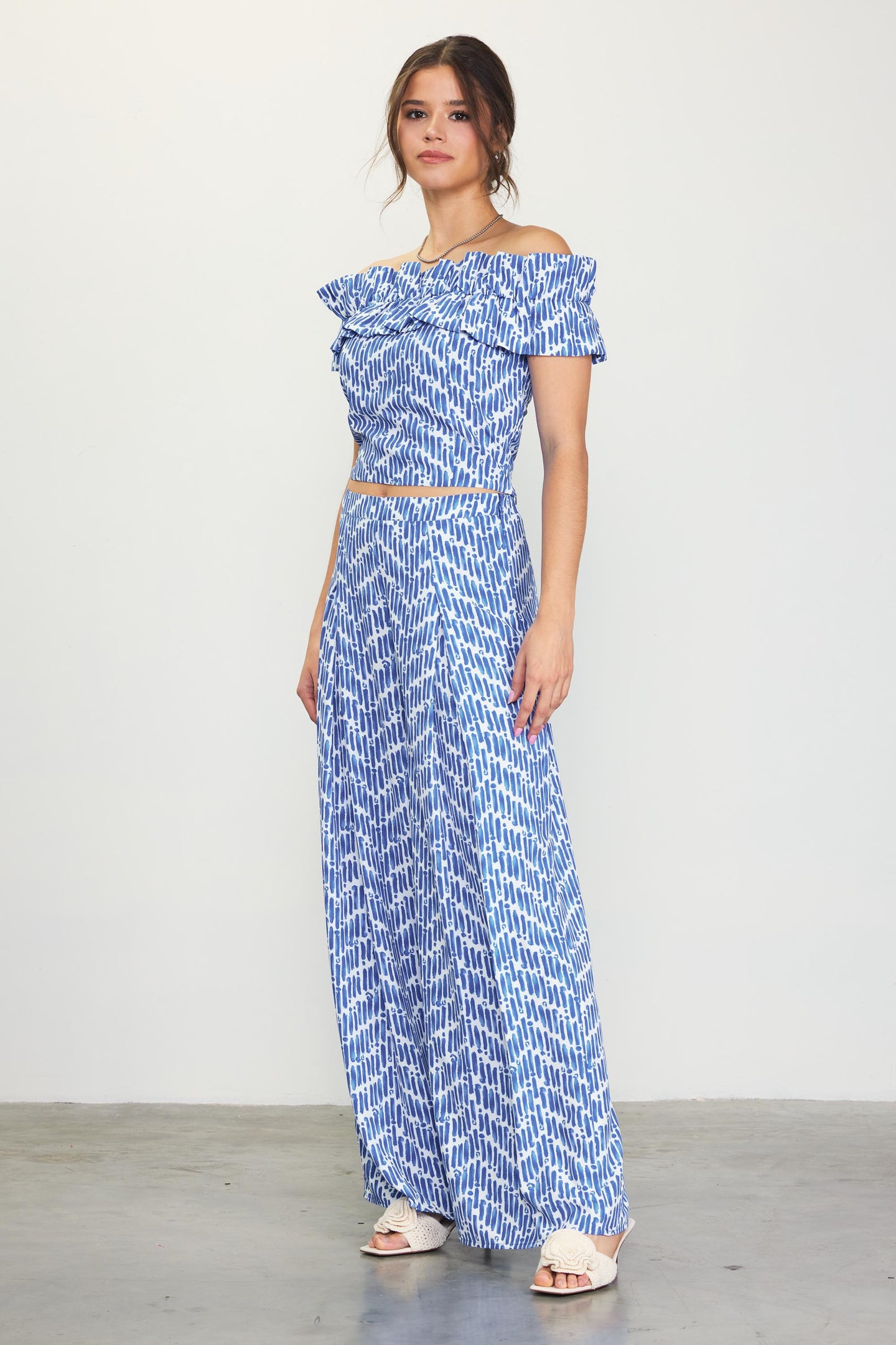 Printed Wide-Leg Pants