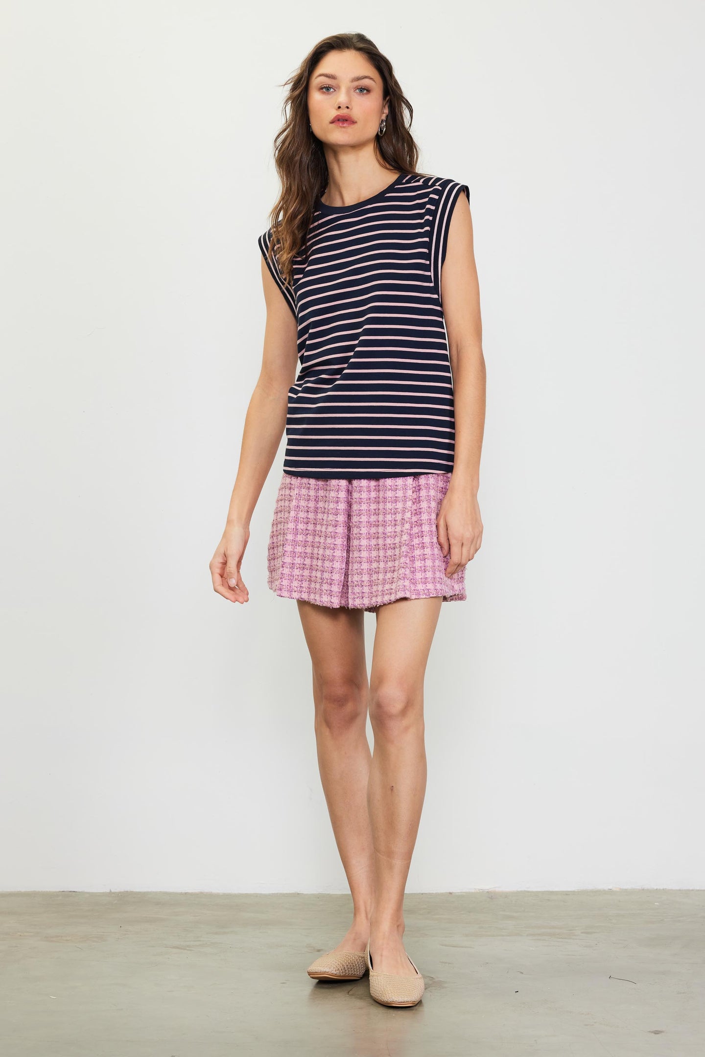 Striped Sleeveless Rib Top