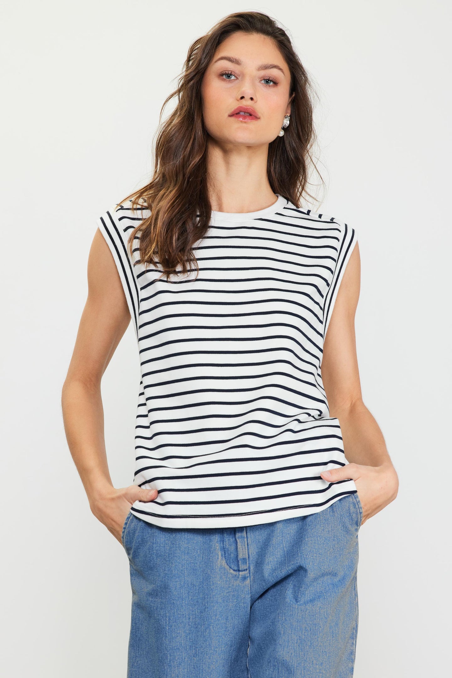 Striped Sleeveless Rib Top