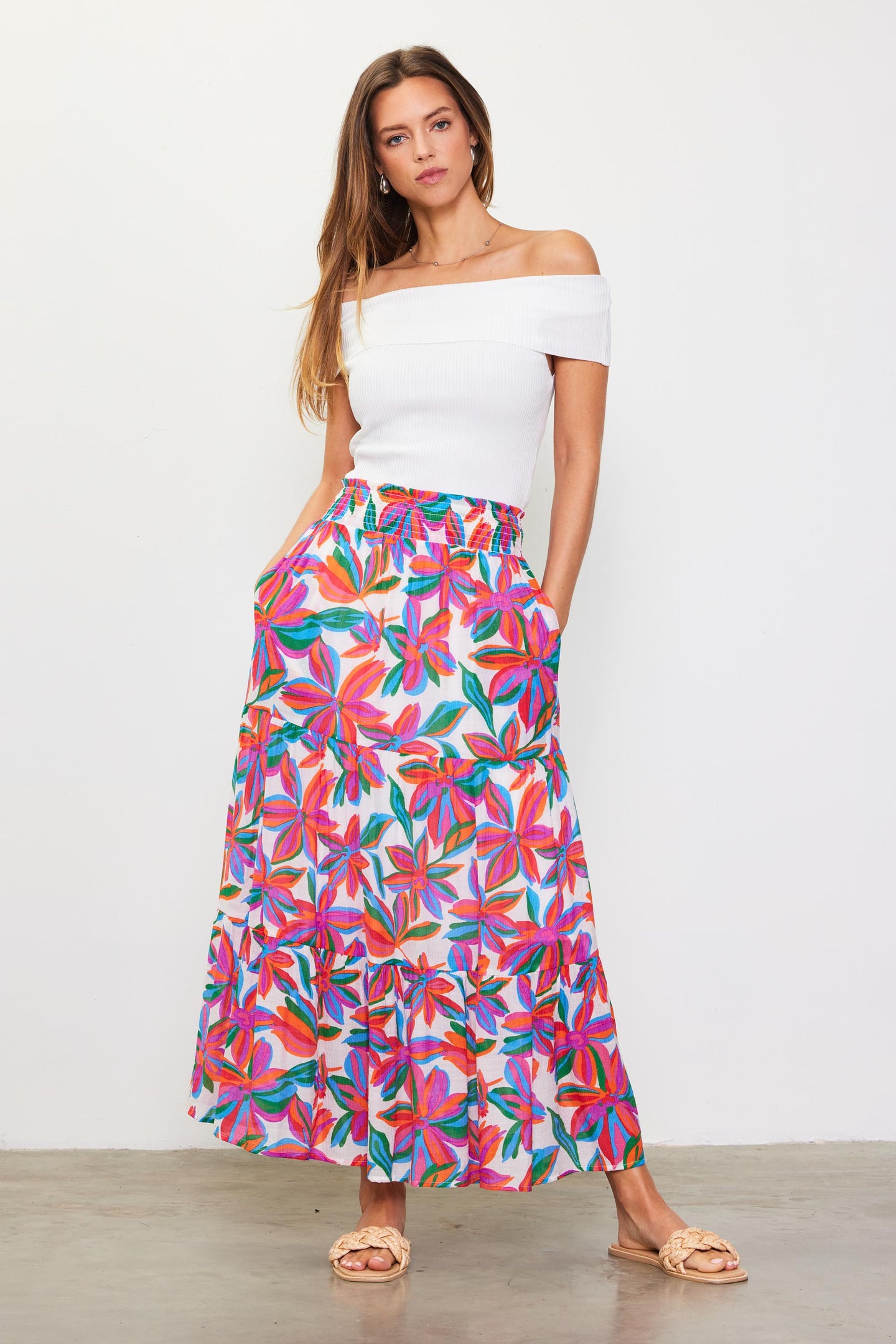 Juliette Floral Print Midi Skirt