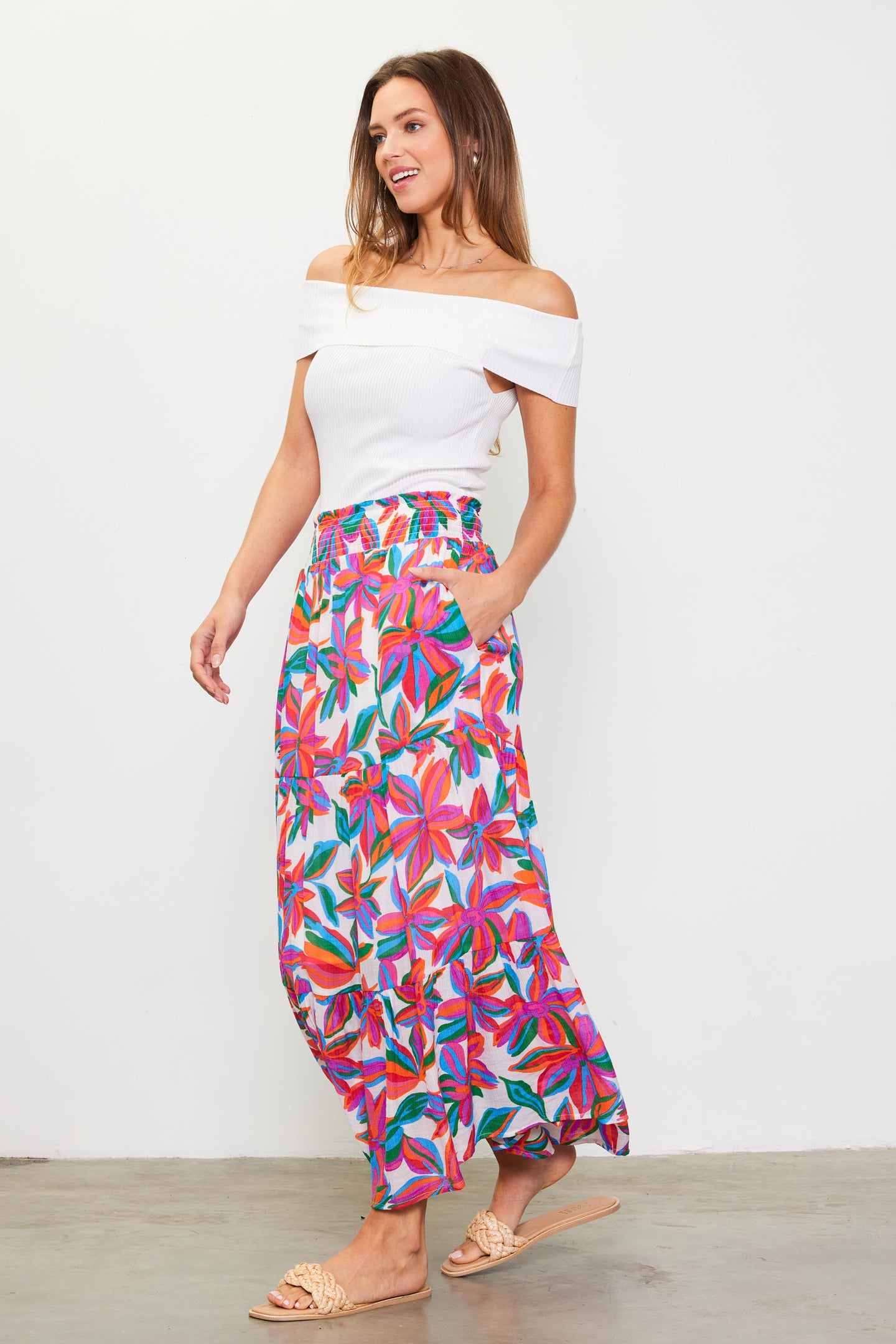 Juliette Floral Print Midi Skirt