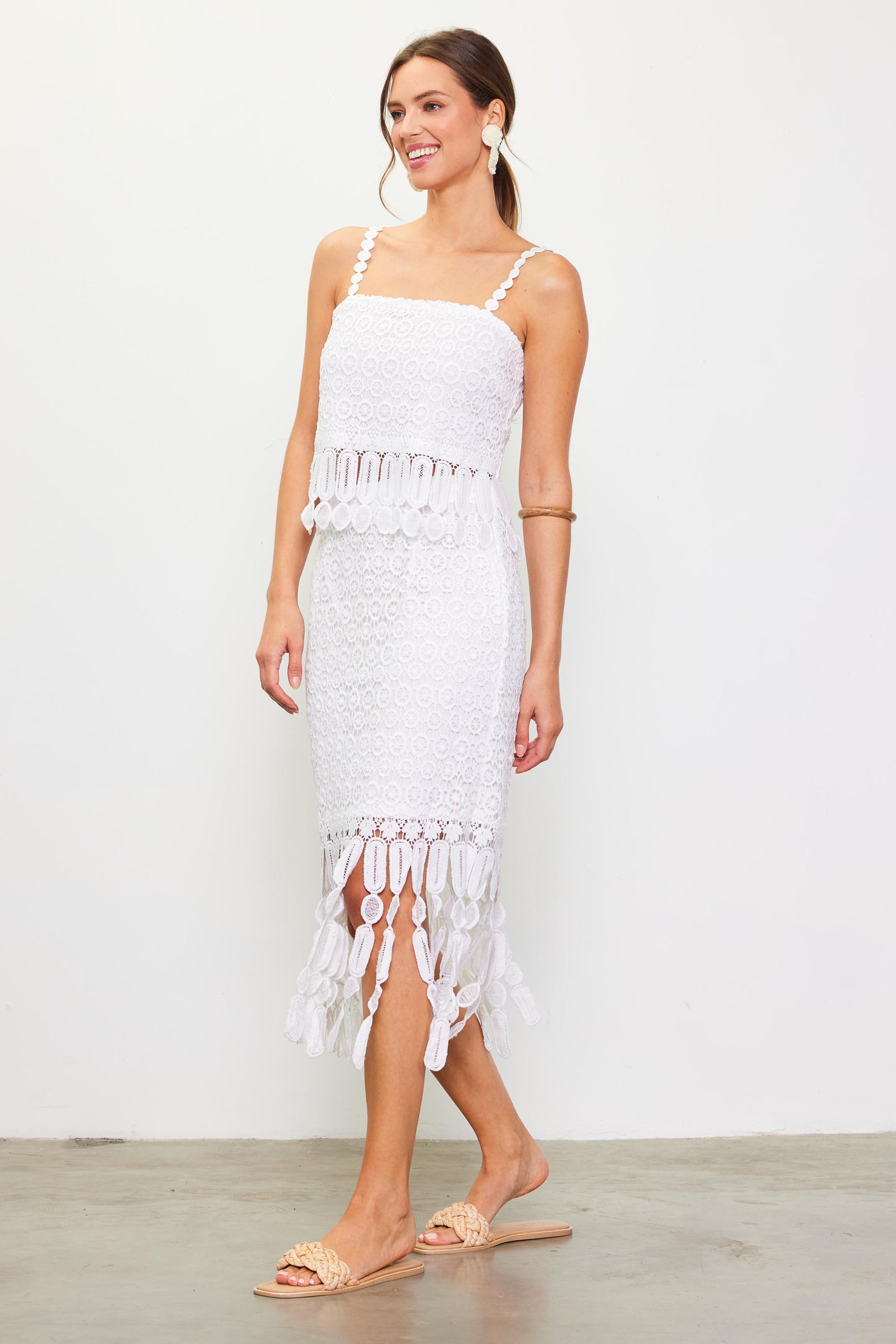 Crochet Midi Skirt with Fringe Detail