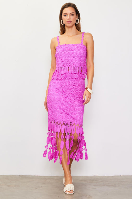 Crochet Midi Skirt with Fringe Detail