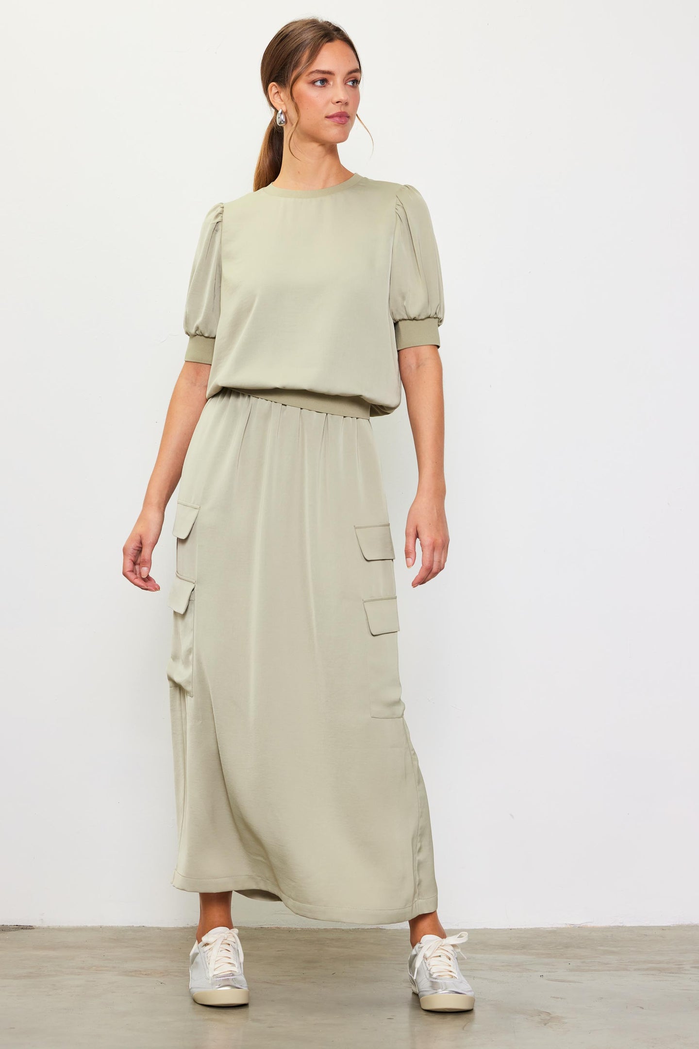 Utility Cargo Pocket Midi Skirt