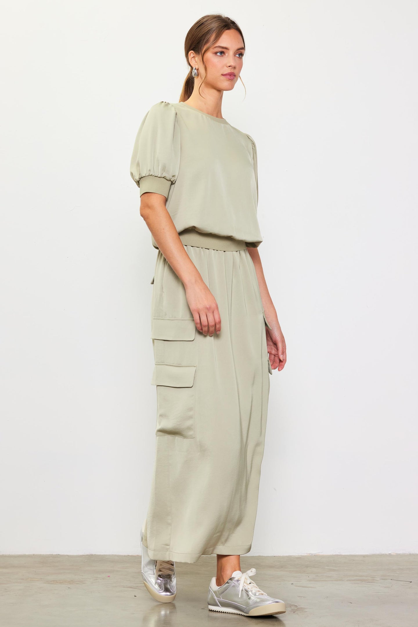 Utility Cargo Pocket Midi Skirt