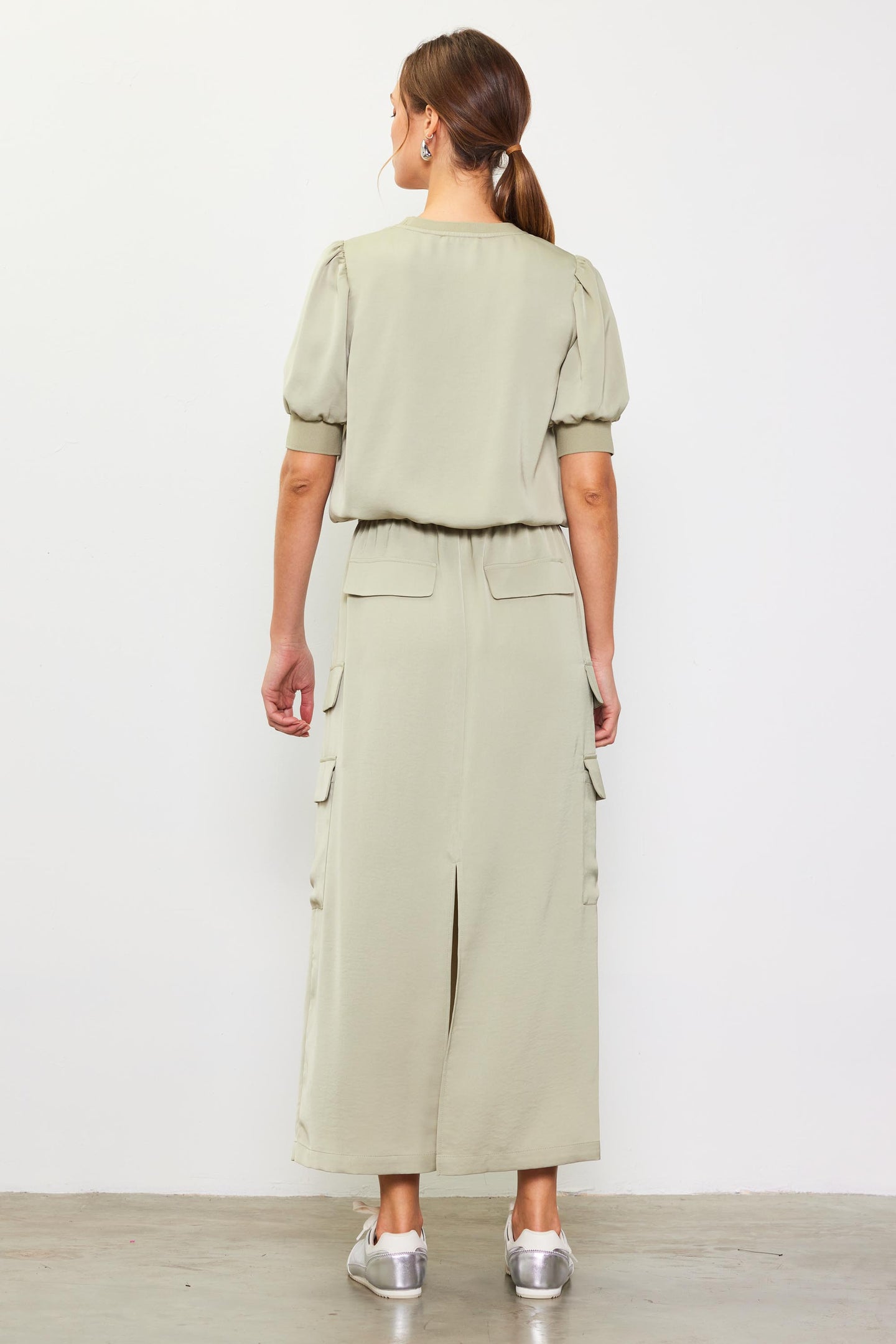 Utility Cargo Pocket Midi Skirt