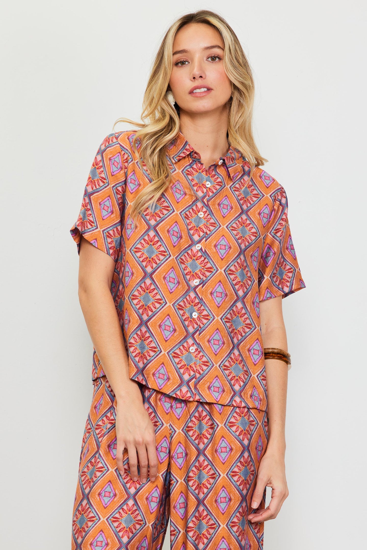 Aspen Print Short Sleeve Blouse