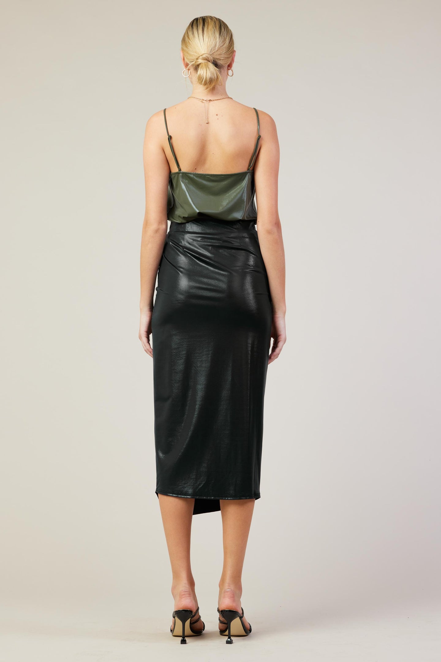 Ring Tie Wrap Midi Skirt