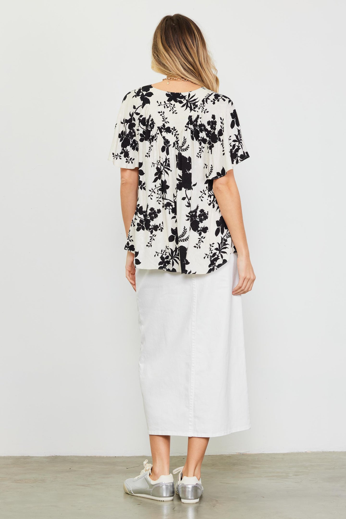 Amaya Jacquard Print Short Sleeve Top