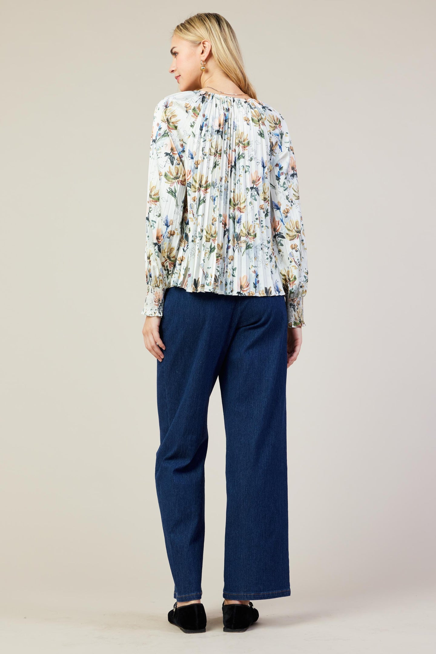 Amani Floral Print Pleated Blouse