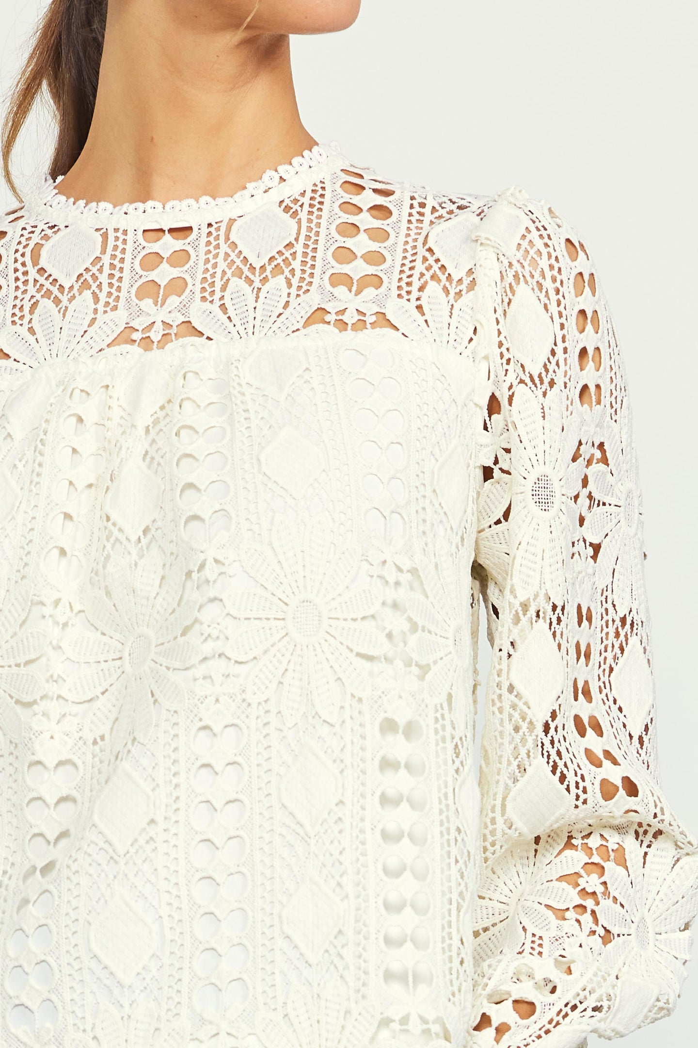 Eyelet Lace Longsleeve Blouse