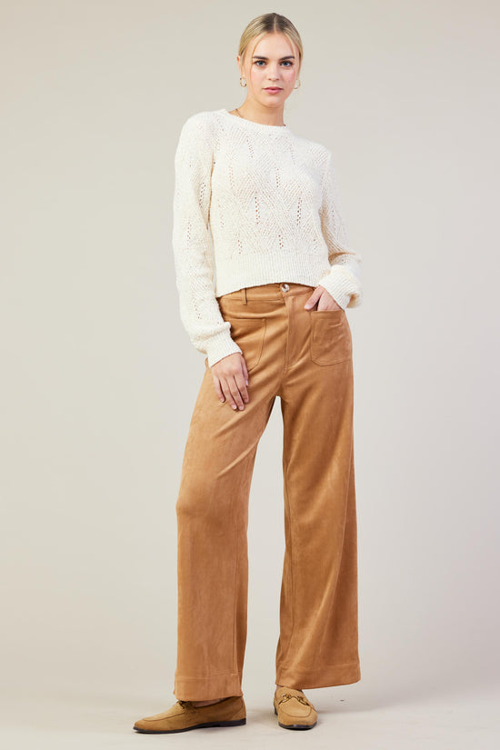 Faux Suede Wide Leg Pant