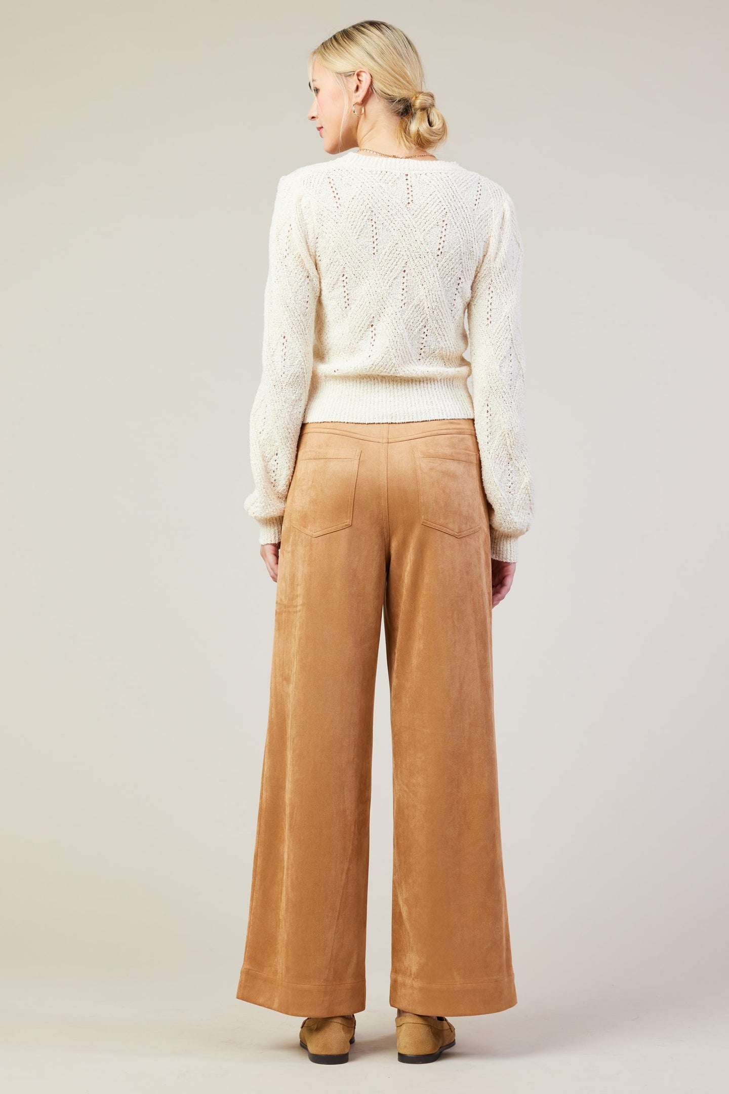 Faux Suede Wide Leg Pant