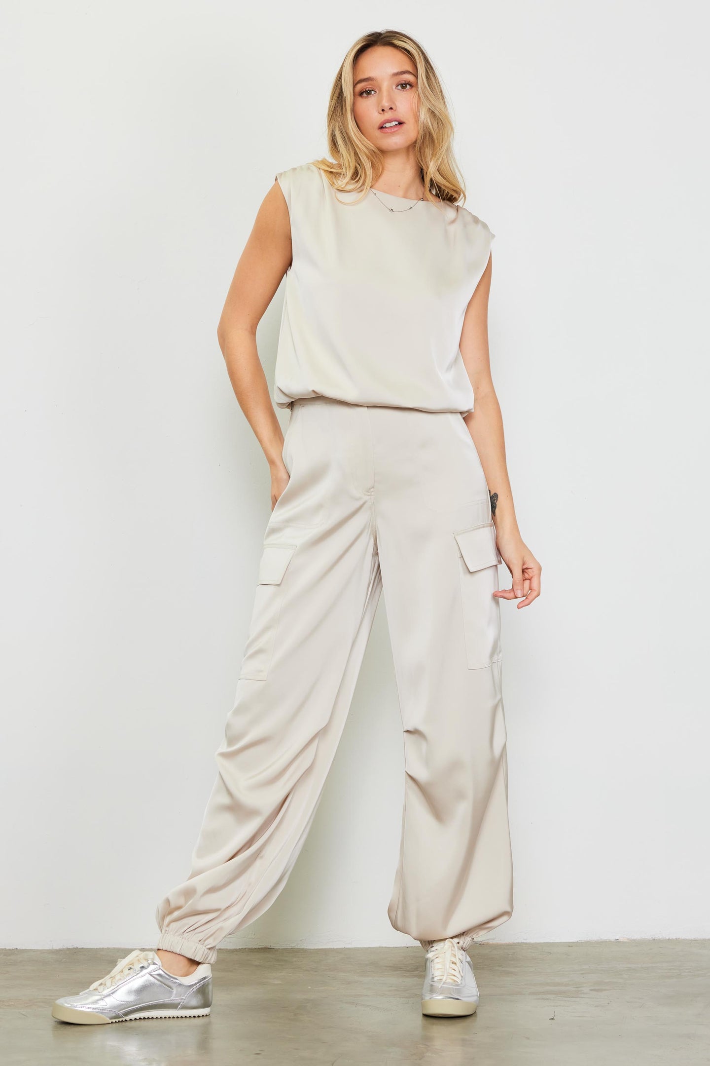 Satin Cargo Pants