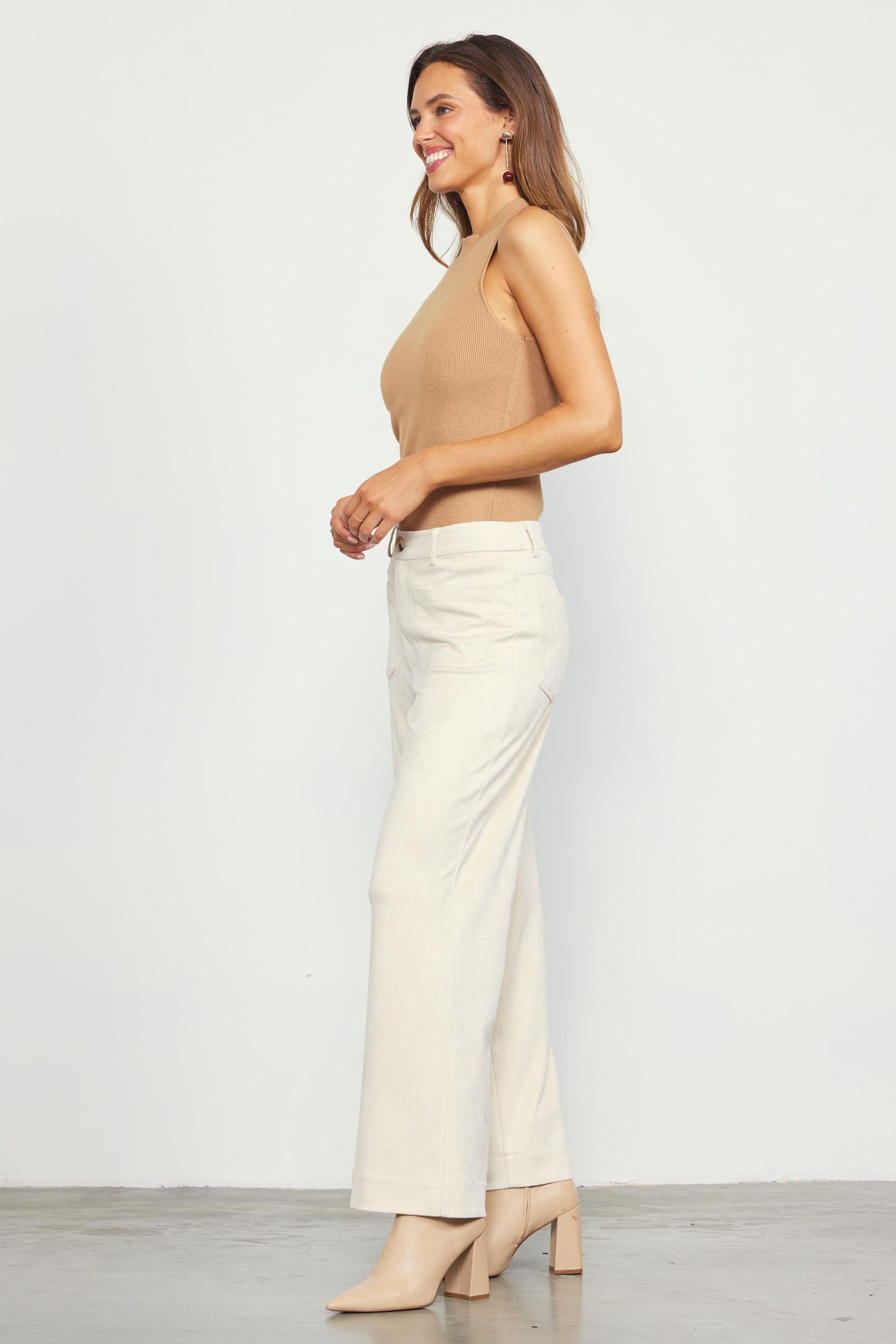 Faux Suede Wide Leg Pant