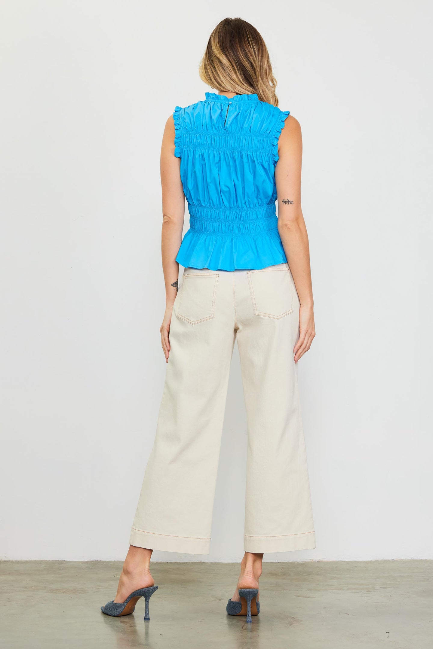 Smocking Poplin Sleeveless Top