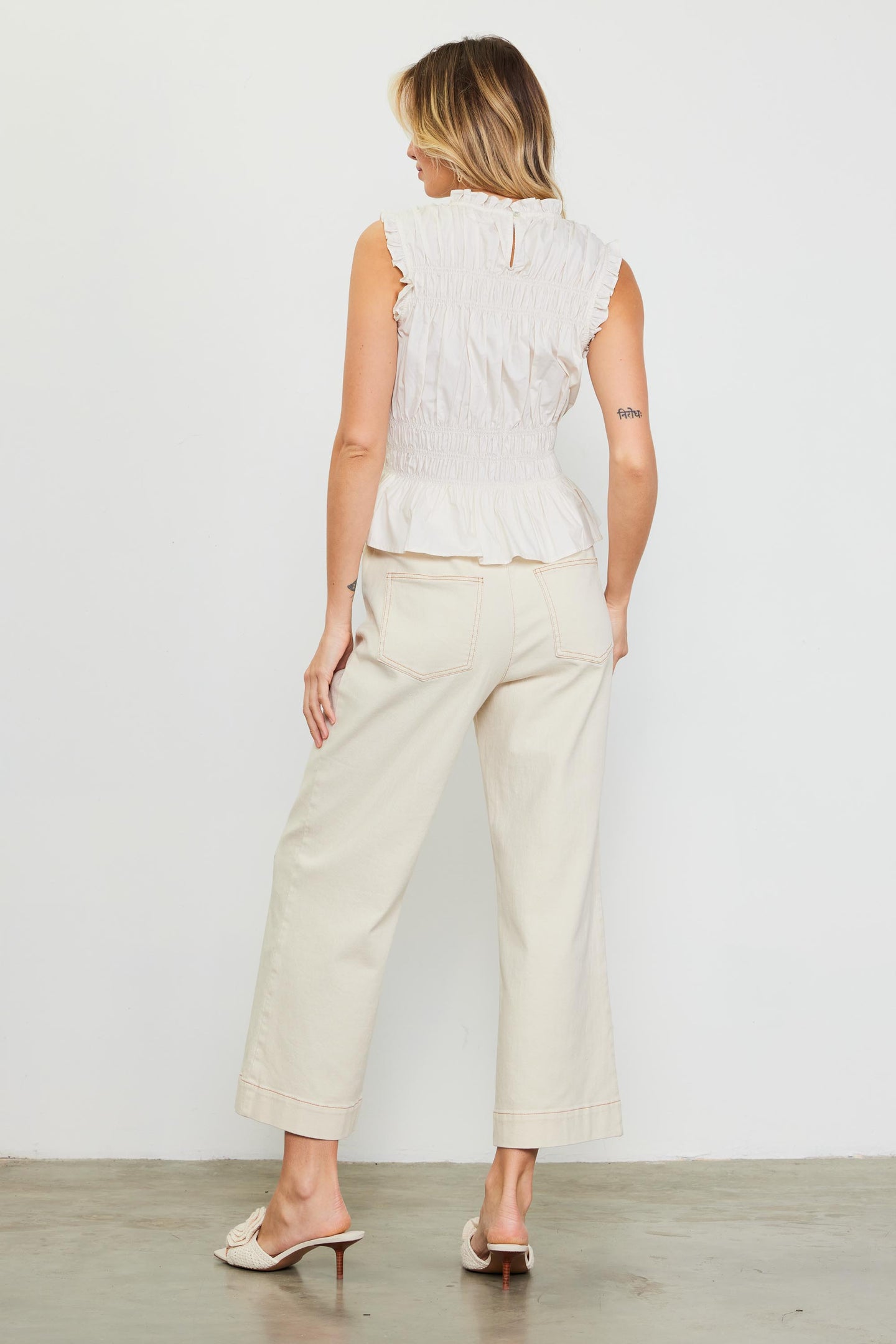 Smocking Poplin Sleeveless Top