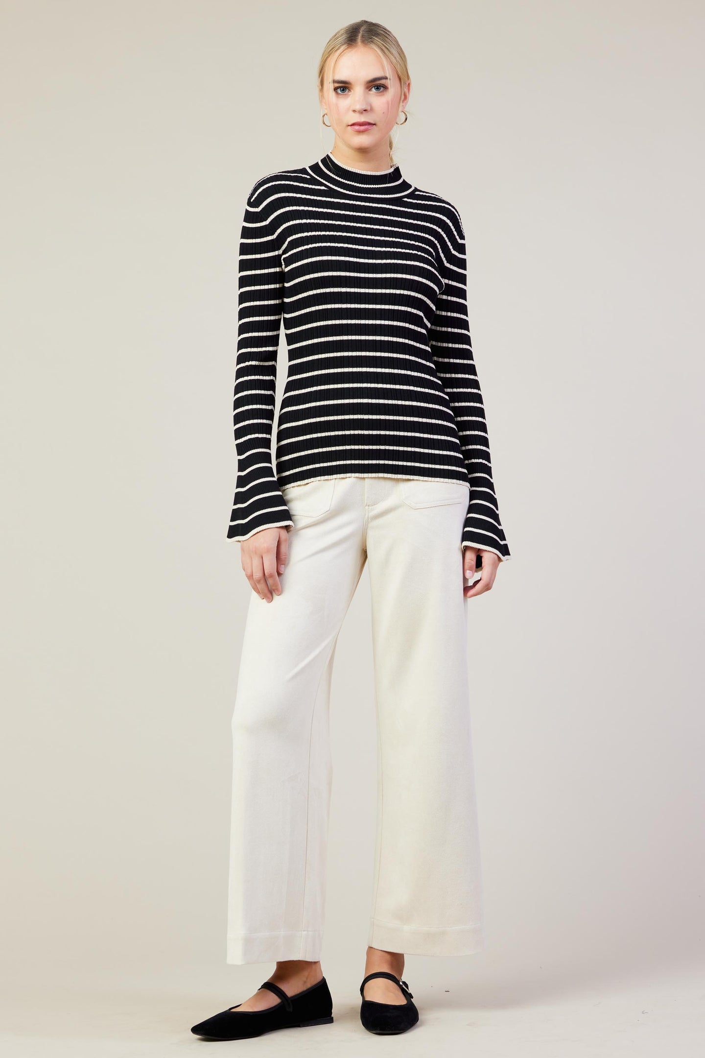 Ribbed Flared Longsleeve Top