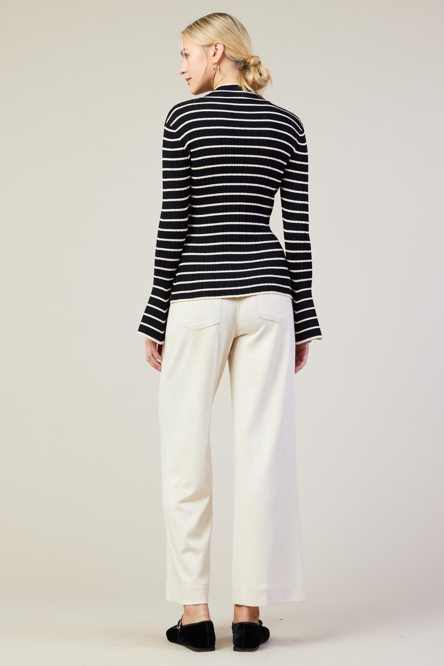 Ribbed Flared Longsleeve Top