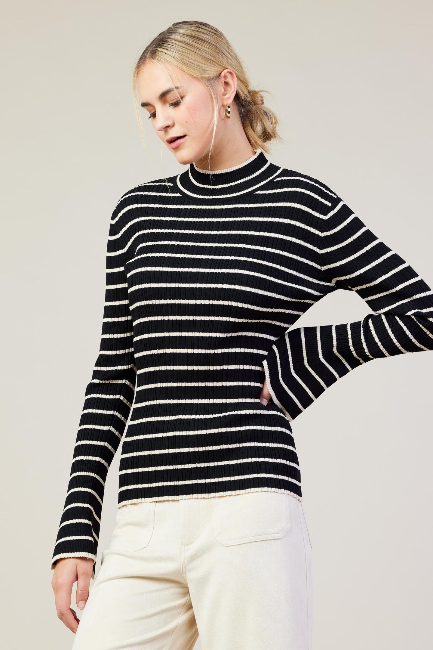 Ribbed Flared Longsleeve Top