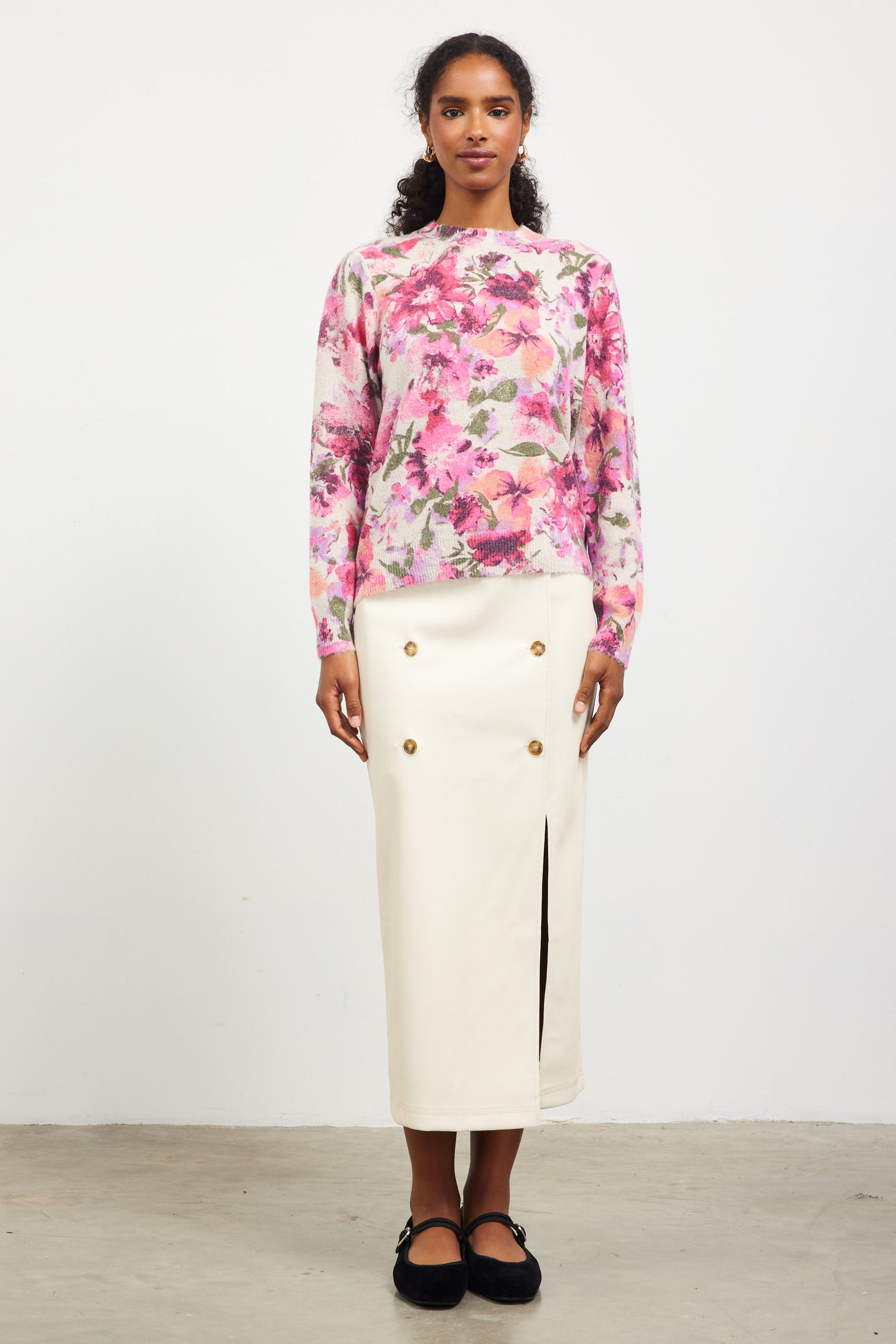 Camelia Floral Print Sweater