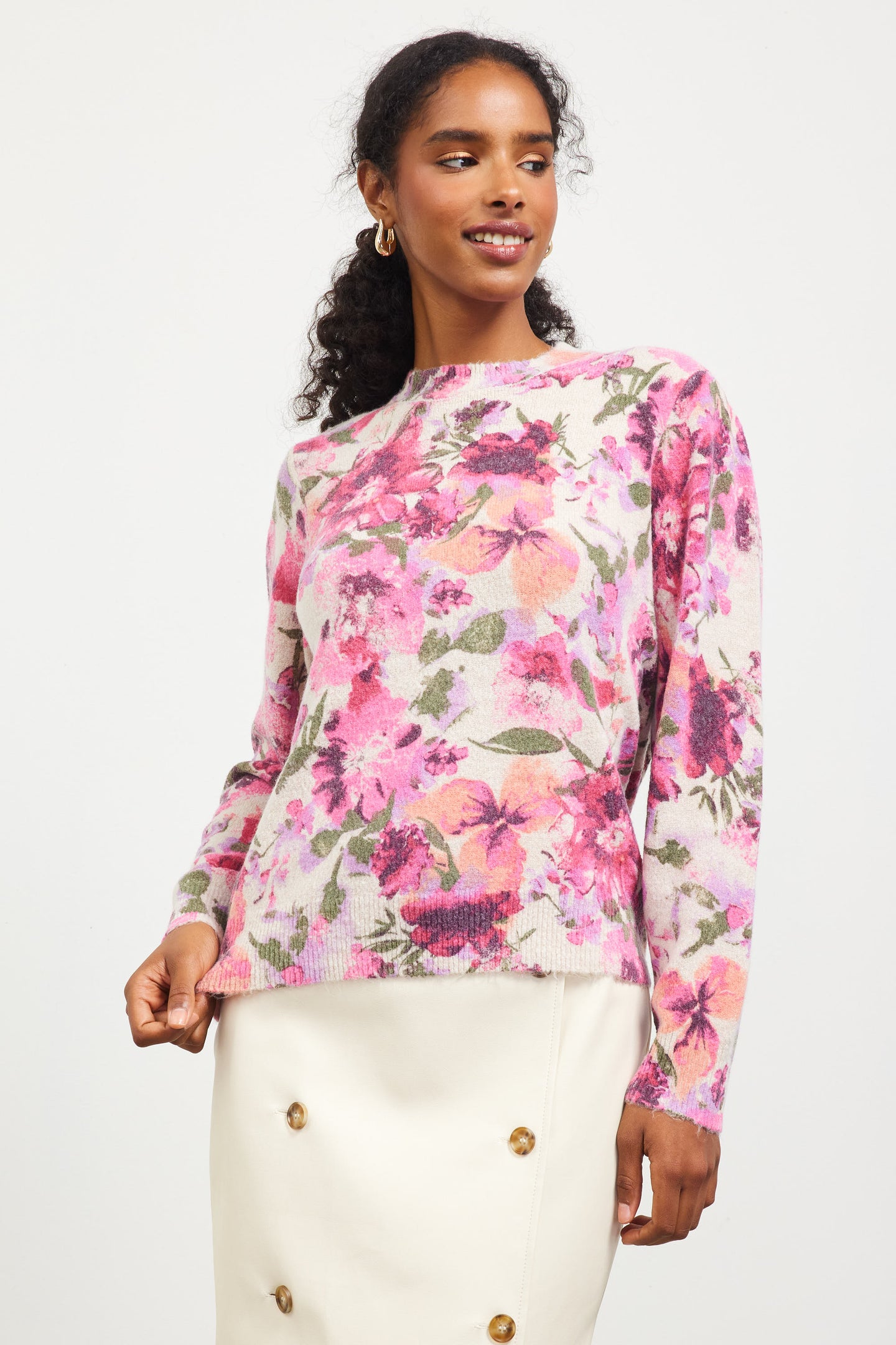 Camelia Floral Print Sweater