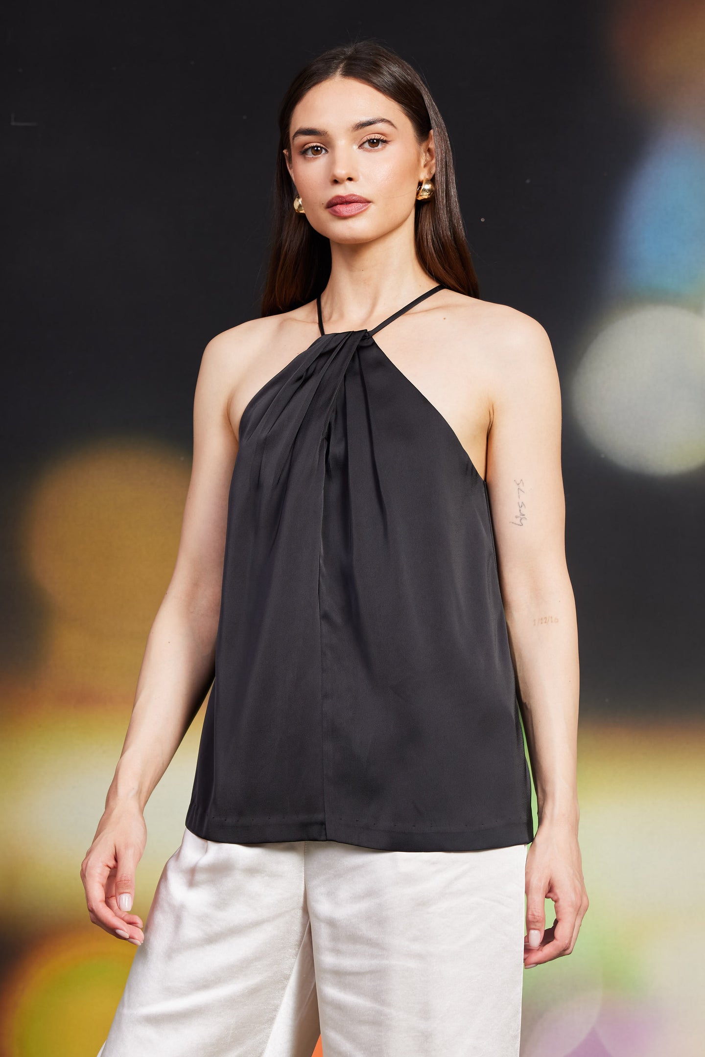 Pleated Detailing Halter Top