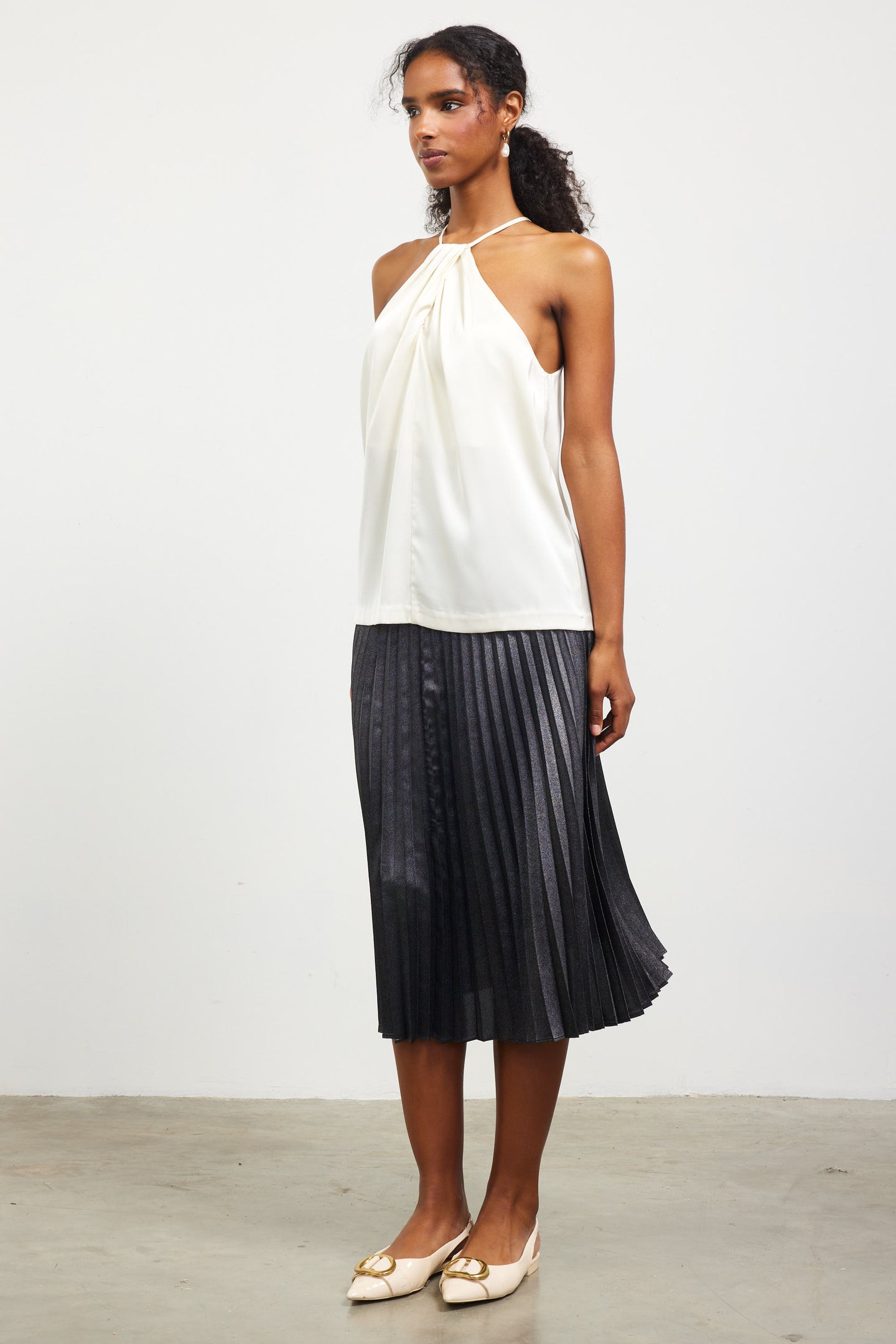 Pleated Detailing Halter Top