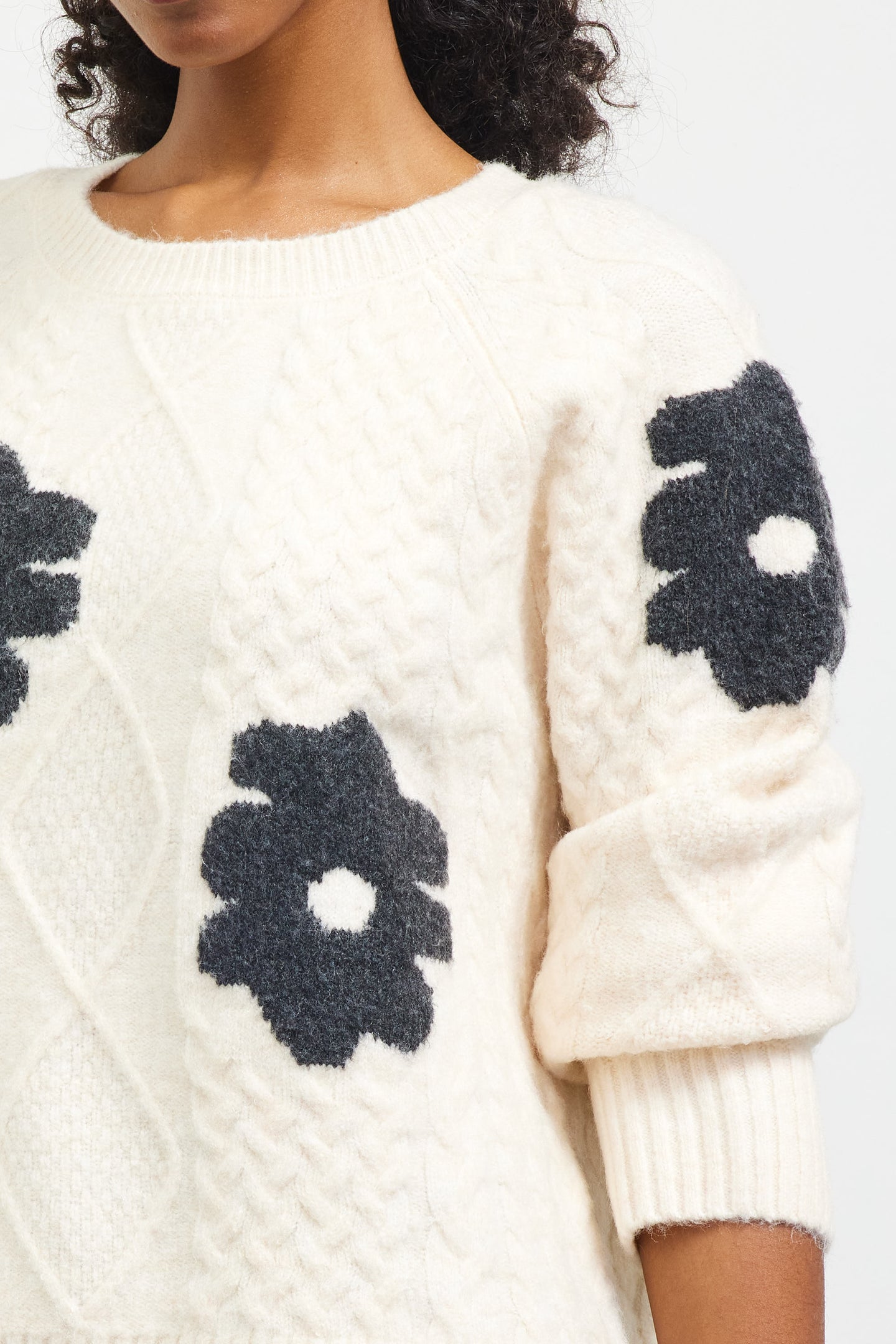 Floral Cable Knit Sweater