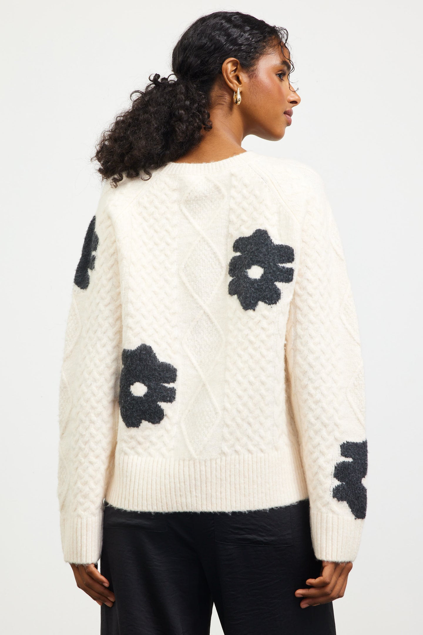 Floral Cable Knit Sweater