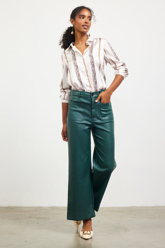 Faux Leather Wide Leg Pants