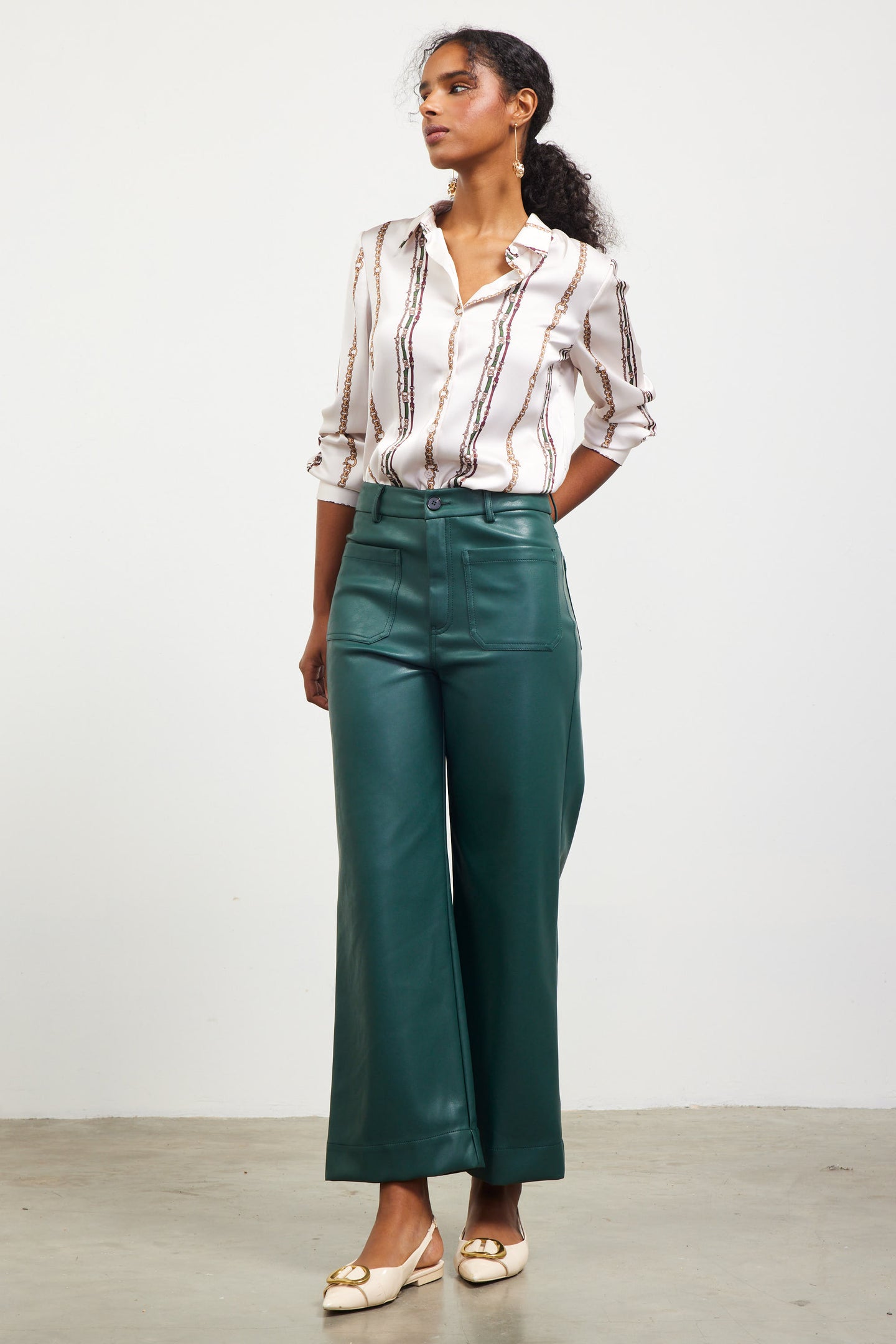 Faux Leather Wide Leg Pants