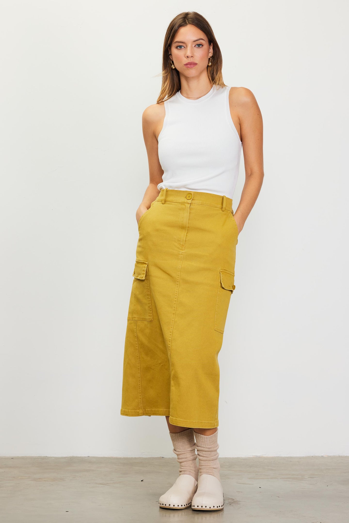 Cotton Twill Cargo Skirt