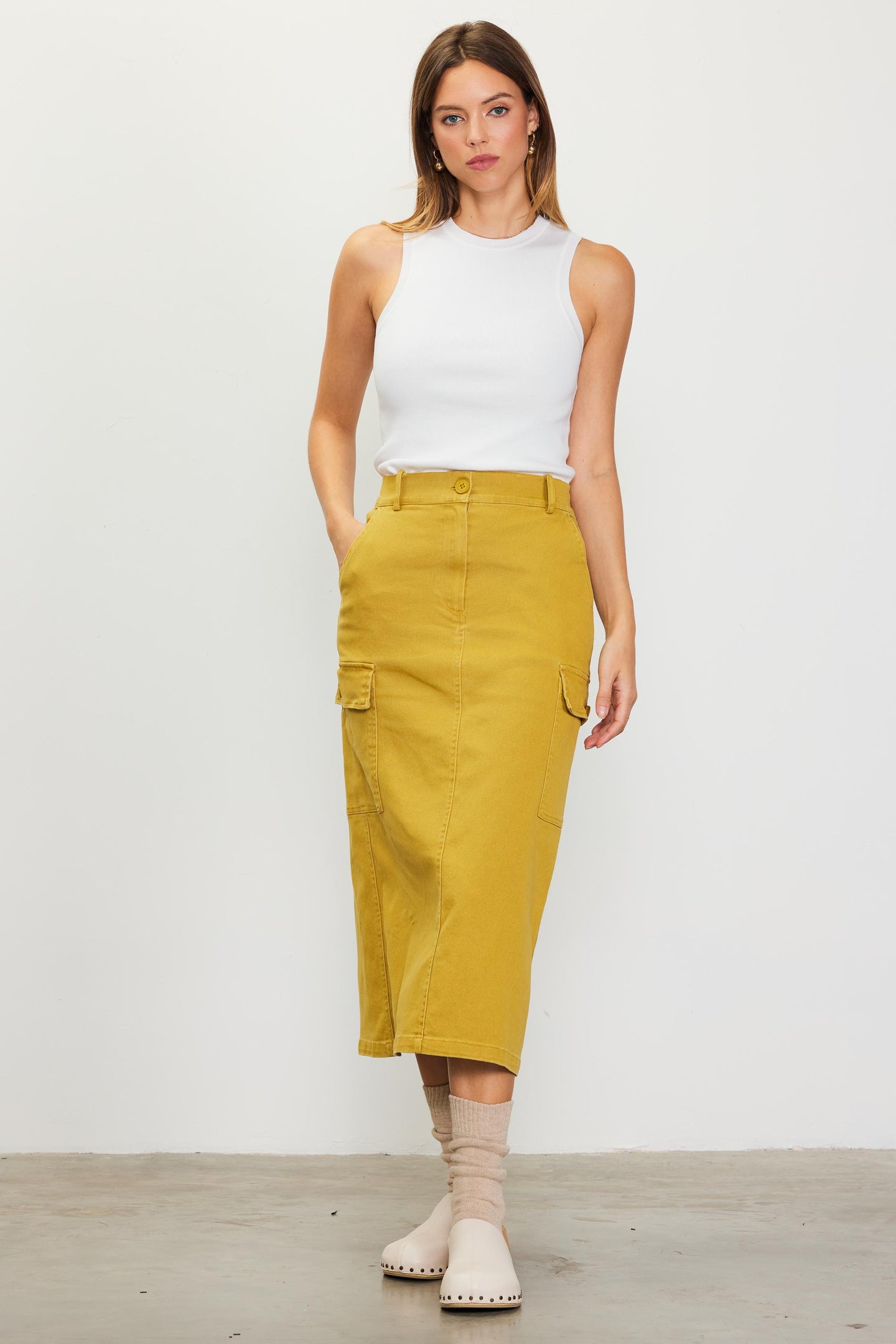 Cotton Twill Cargo Skirt