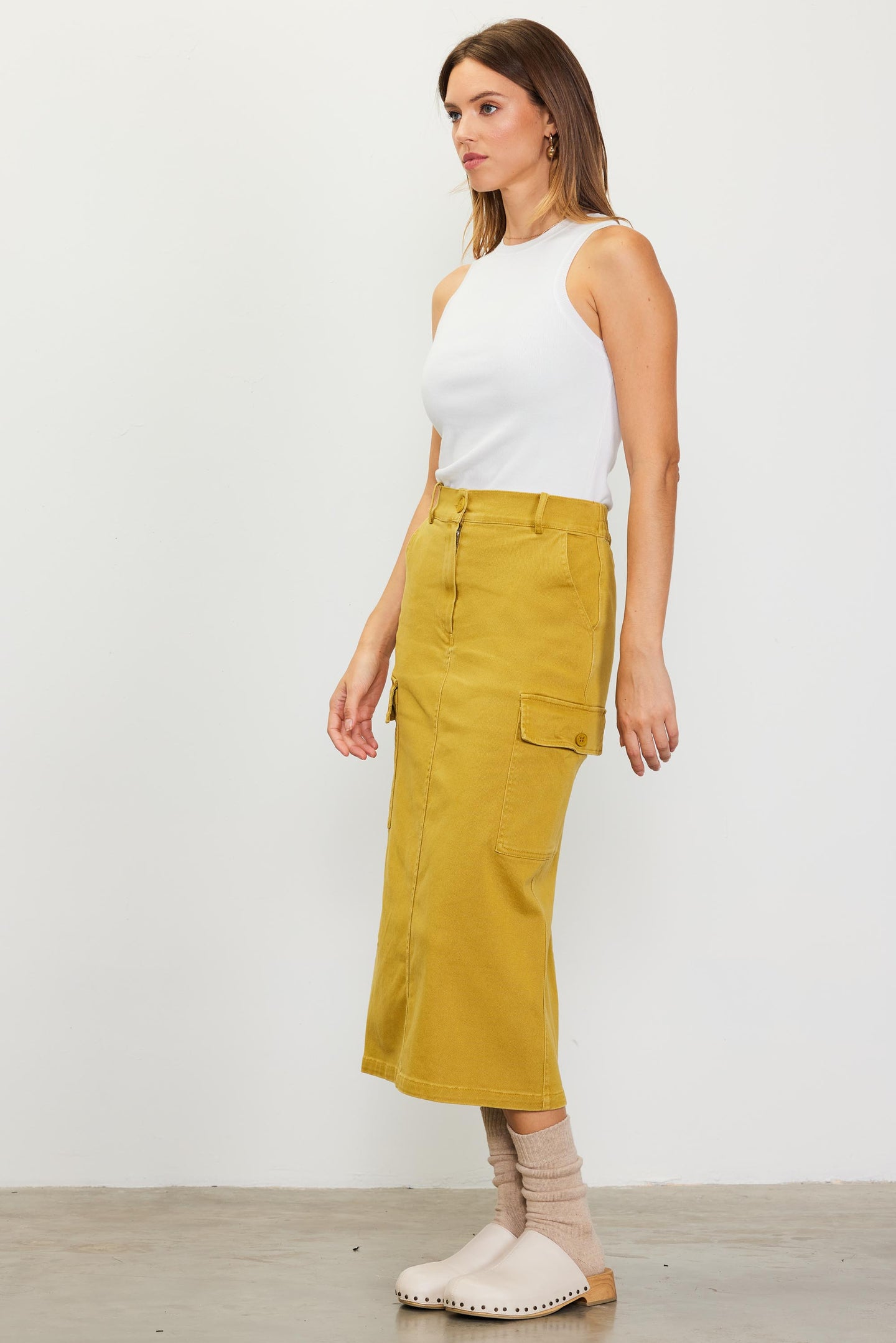 Cotton Twill Cargo Skirt